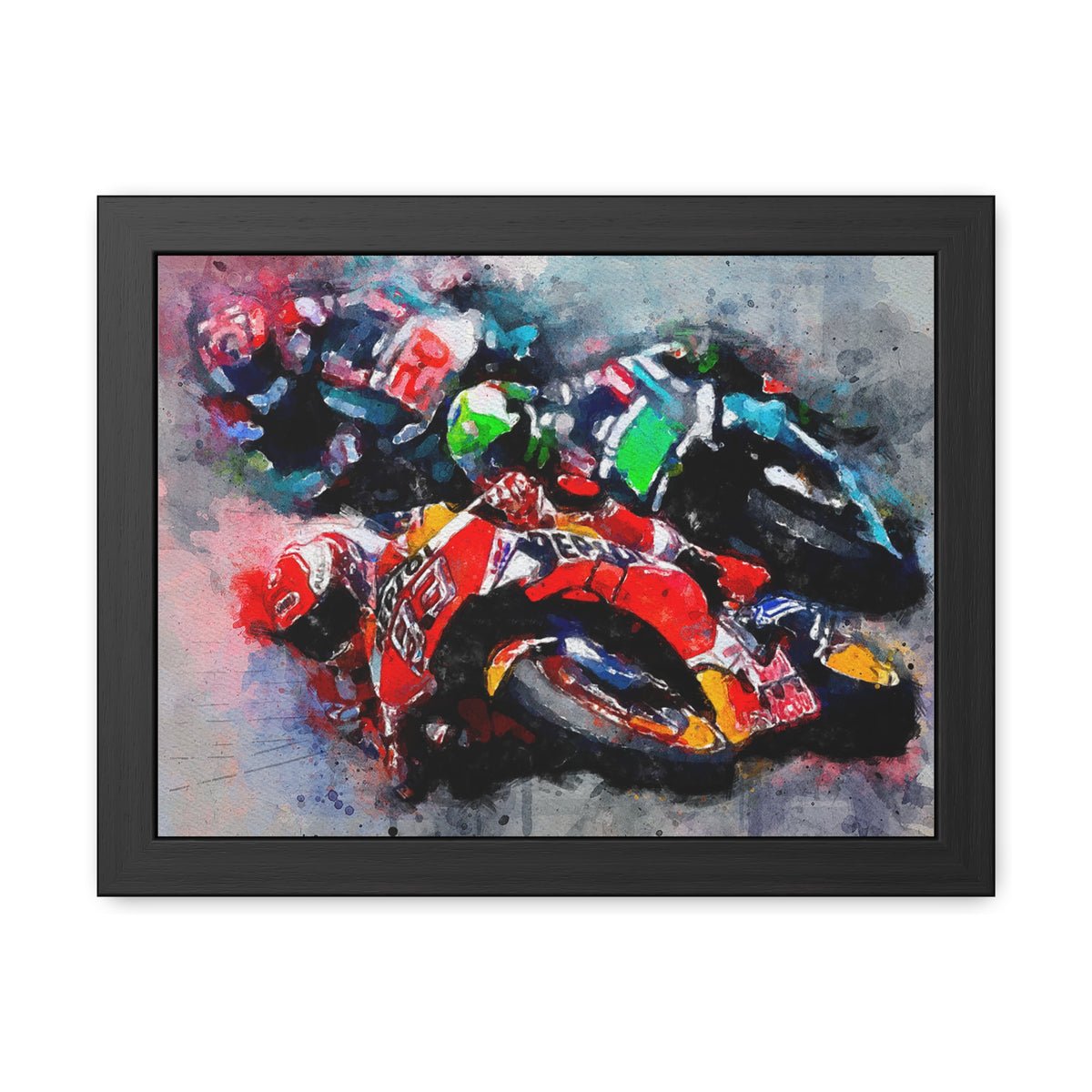Velocity Unleashed: Framed Watercolour Fine Art MotoGP Fine Art Print Poster - Ready to Hang, Wall Art MotoGP Gift