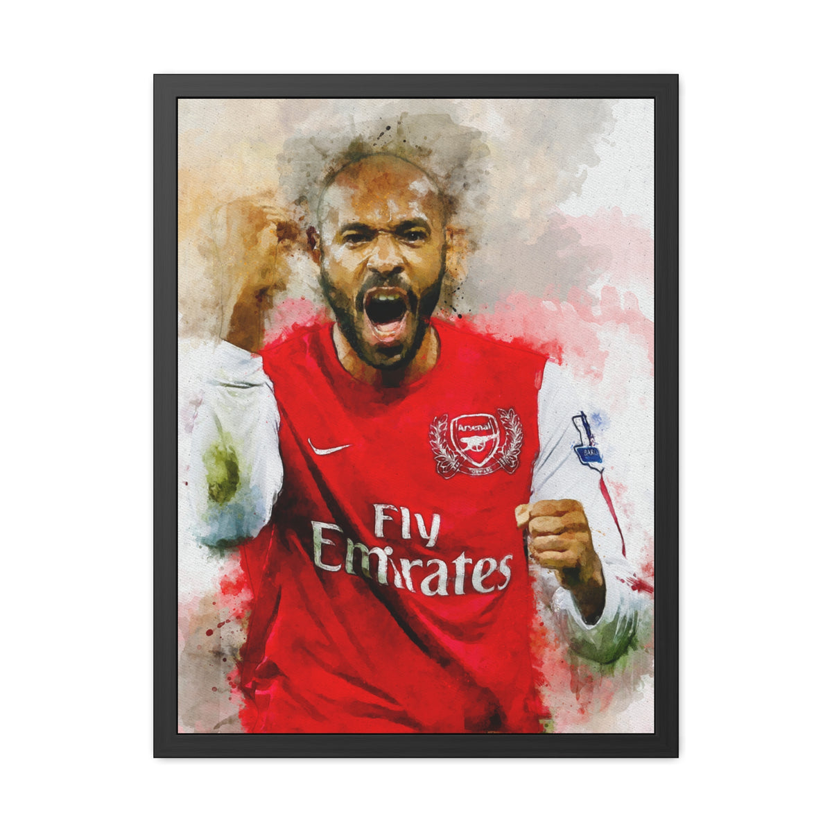 Expressionist Modern Art Framed Watercolour Print Portrait of Thierry Henry, Ready to Hang Framed Watercolour Fine Art Painting Print Poster, Football Wall Art, Soccer Fan Gift
