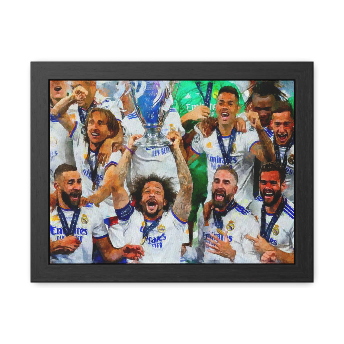 Champions League Winners 2022 Real Madrid Watercolour Painting, Ready to Hang Framed Art Print Poster, Real Madrid Fan Gift