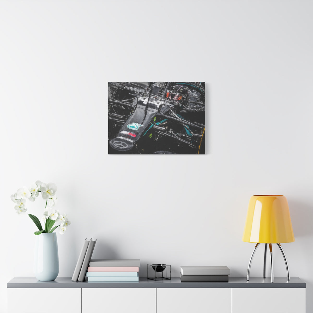 Drive into Mercedes Elegance: Stretched Canvas Fine Art F1 Print Poster - Ready to Hang, Wall Art Formula One Gift