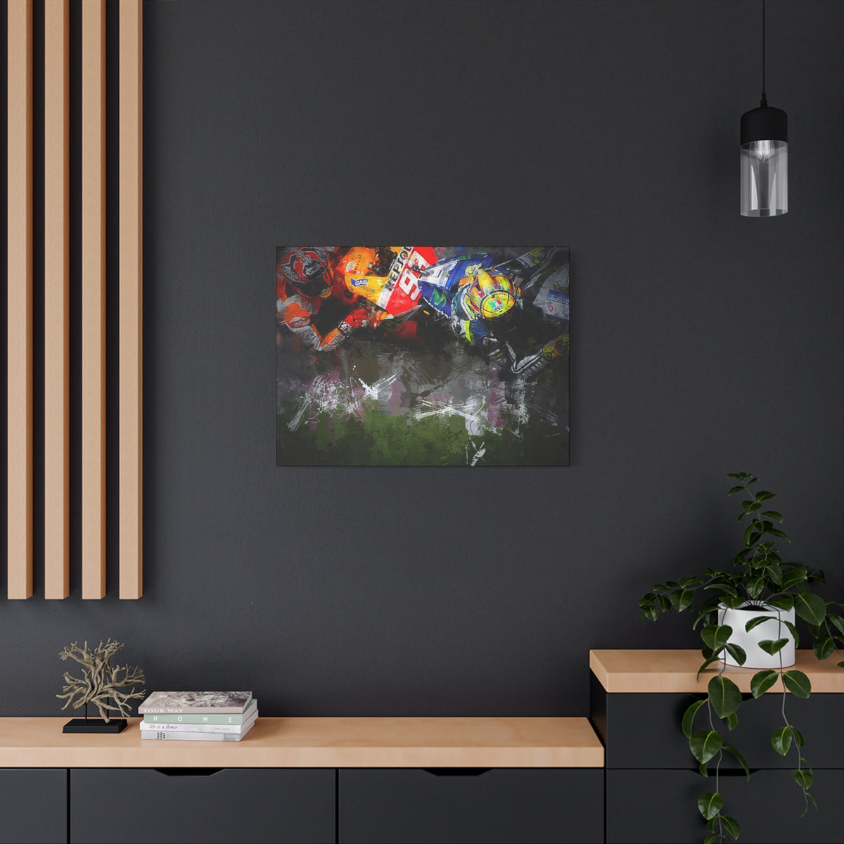 Duel of Champions: Stretched Canvas Fine Art MotoGP Print Poster - Ready to Hang, Wall Art MotoGP Gift