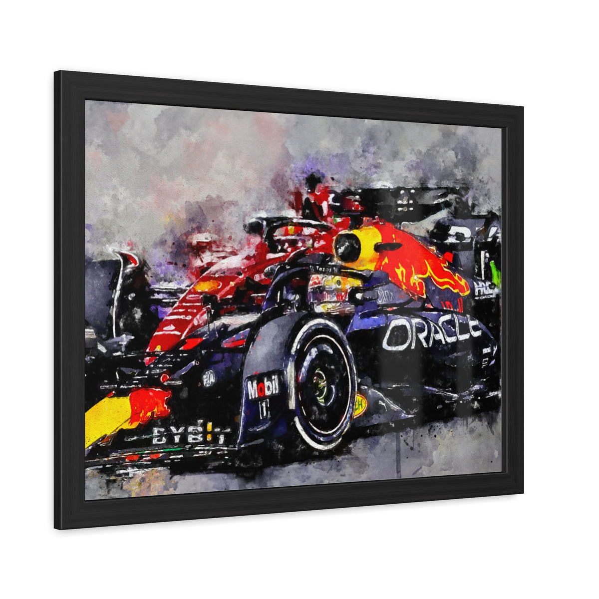 Drive into the Roar: Framed Watercolour F1 Fine Art Print - Ready to Hang, Wall Art Formula One Gift.