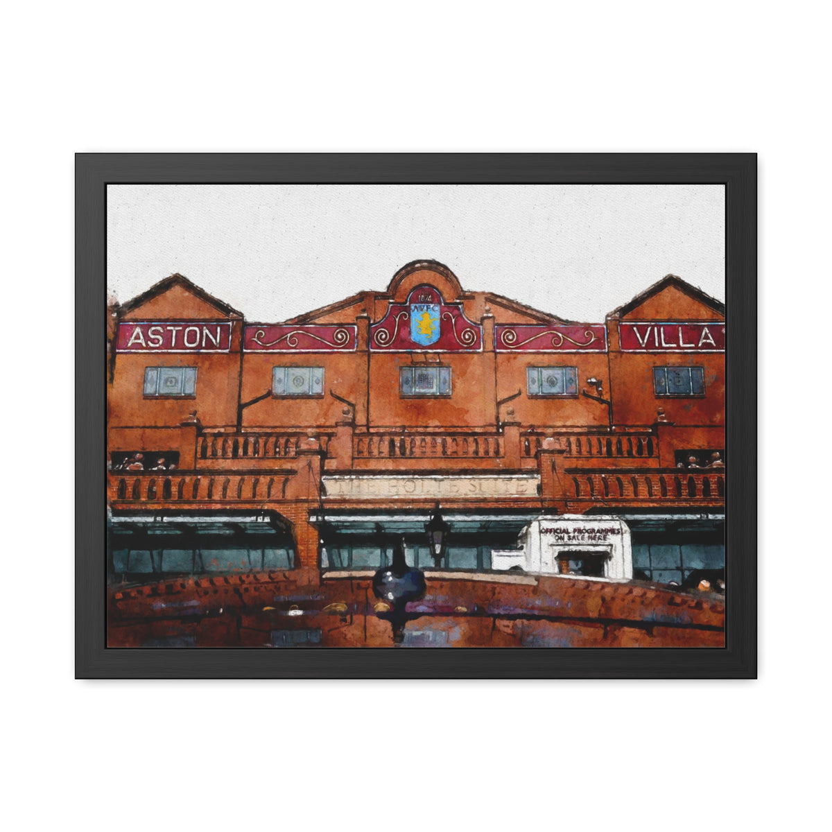 Aston Villa - Expressionist Modern Art - Ready to Hang Framed Watercolour Fine Art Painting Print Poster, Football Wall Art, Soccer Fan Gift