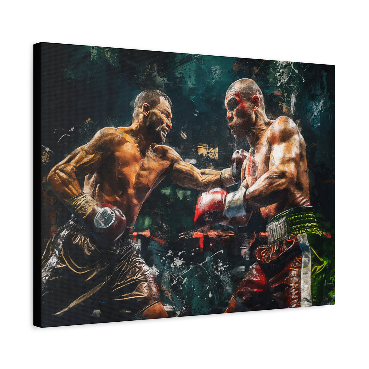 Clash of Boxing Titans: Stretched Canvas Fine Art Boxing Print Poster- Ready to Hang, Wall Art Boxing Gift