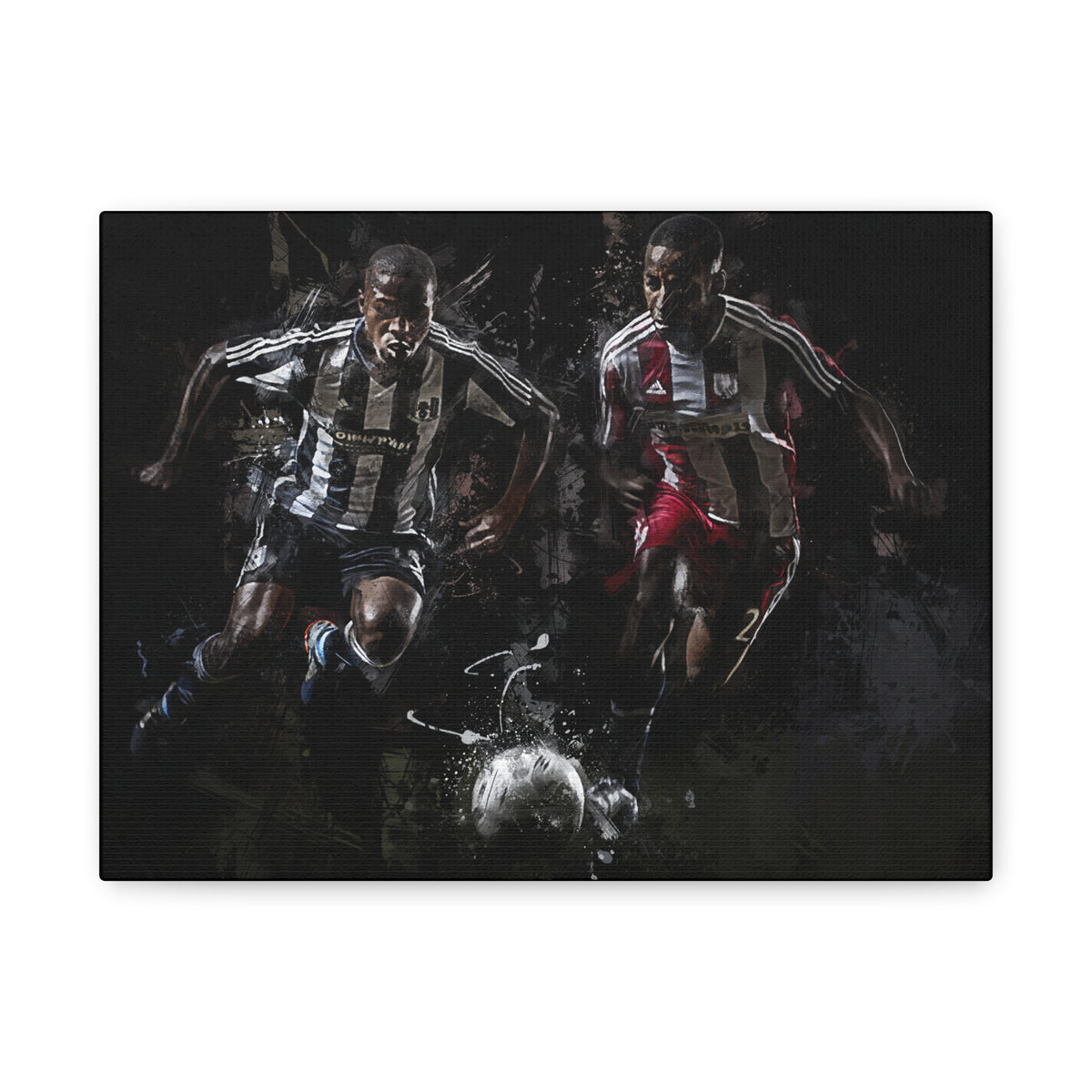 Intense Rivalry: Newcastle v Sunderland - Expressionist Football Painting Print Poster on Stretched Canvas. Ready to Hang Soccer Fan Gift