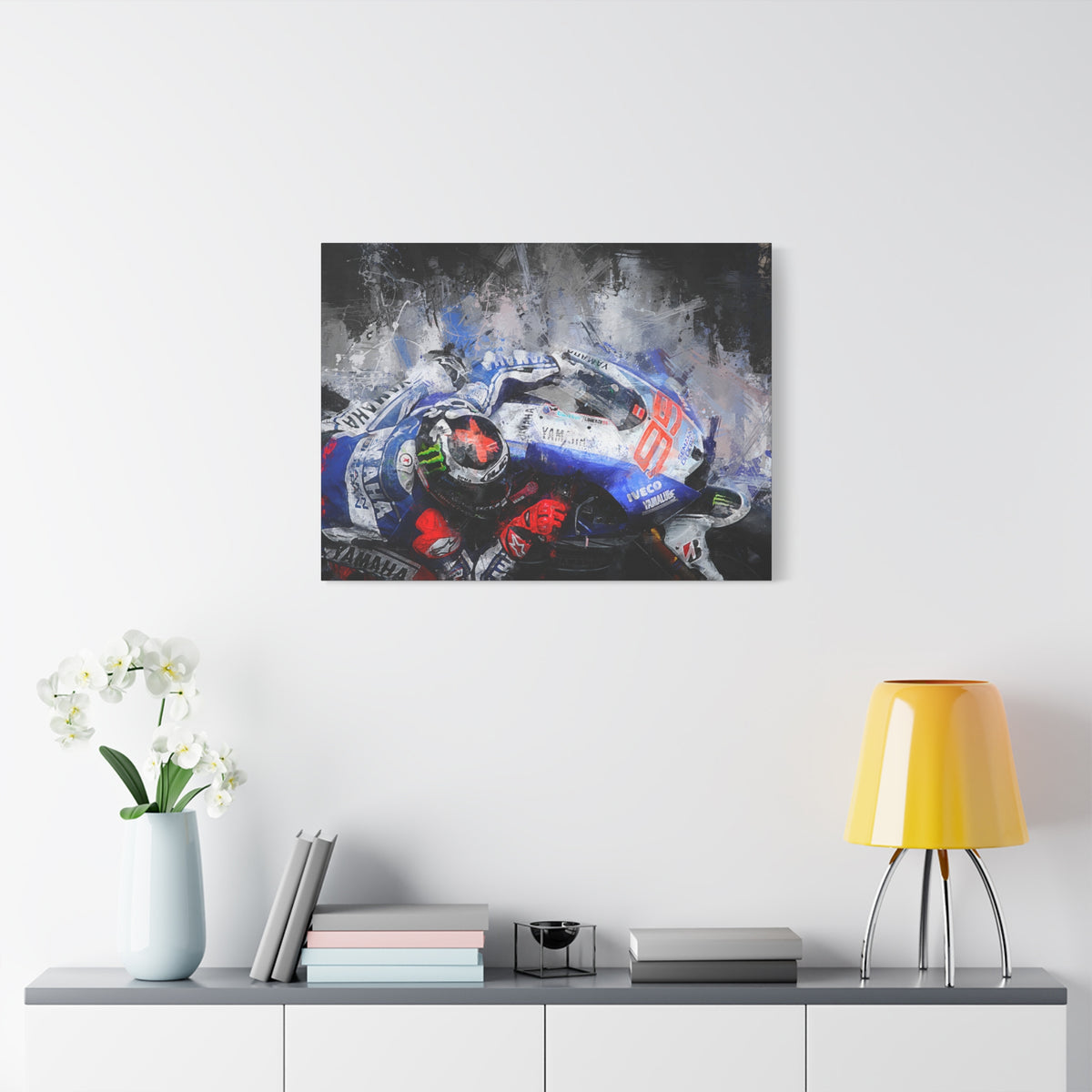 Ride the Rush with Jorge Lorenzo : Stretched Canvas Fine Art MotoGP Print Poster - Ready to Hang, Wall Art MotoGP Gif