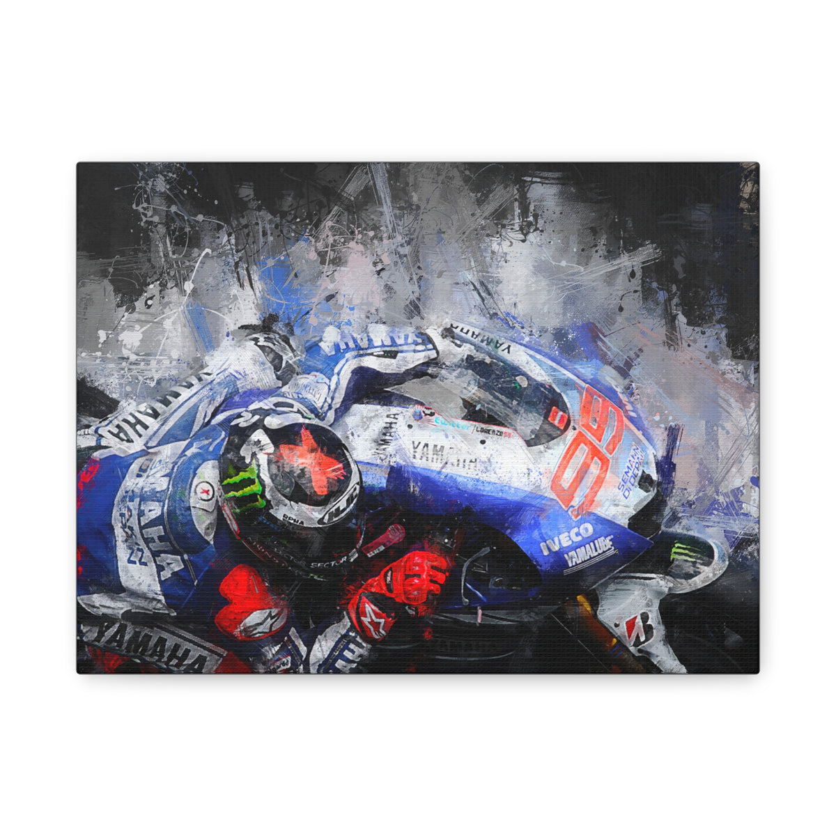 Ride the Rush with Jorge Lorenzo : Stretched Canvas Fine Art MotoGP Print Poster - Ready to Hang, Wall Art MotoGP Gif