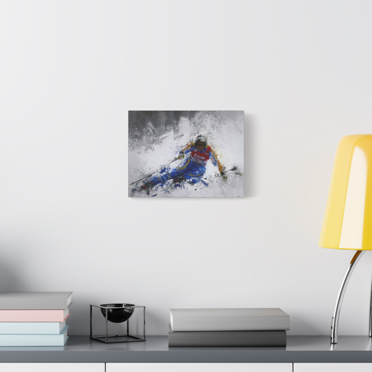 Anja Pärson's Alpine Symphony Skiing Painting Print on Stretched Canvas Skiing Fine Art Print Poster- Ready to Hang Wall Art, Skier Gift