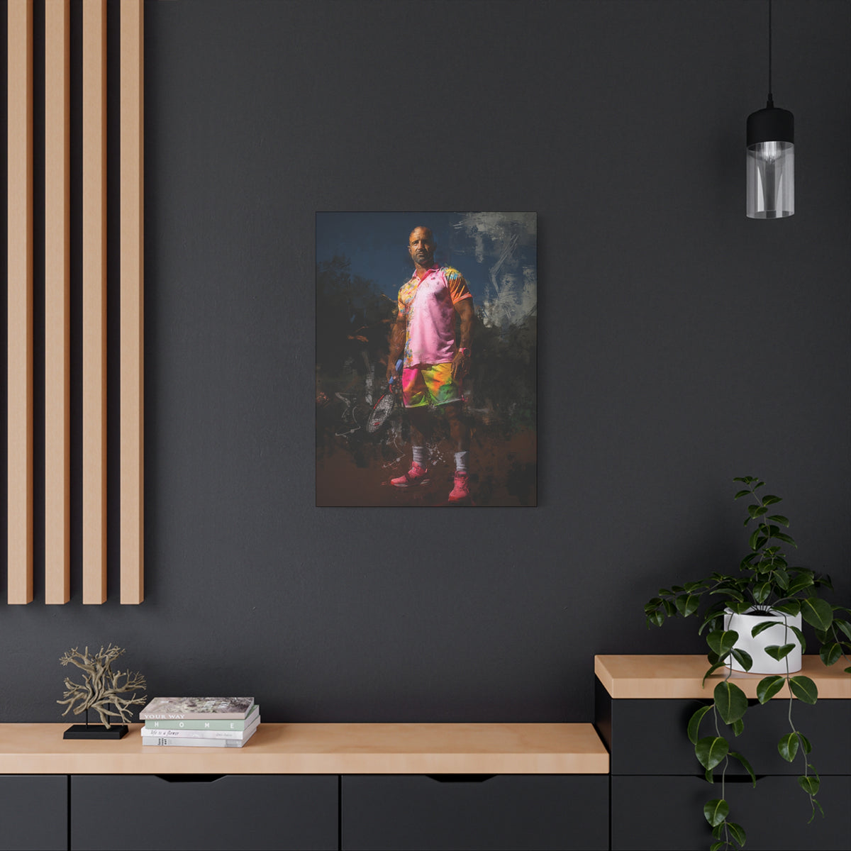 Andre Agassi Tennis Legend: Expressionist Modern Art Painting on Canvas - Stretched Canvas Tennis Fine Art Print Poster- Ready to Hang Wall Art, Tennis Fan Gift