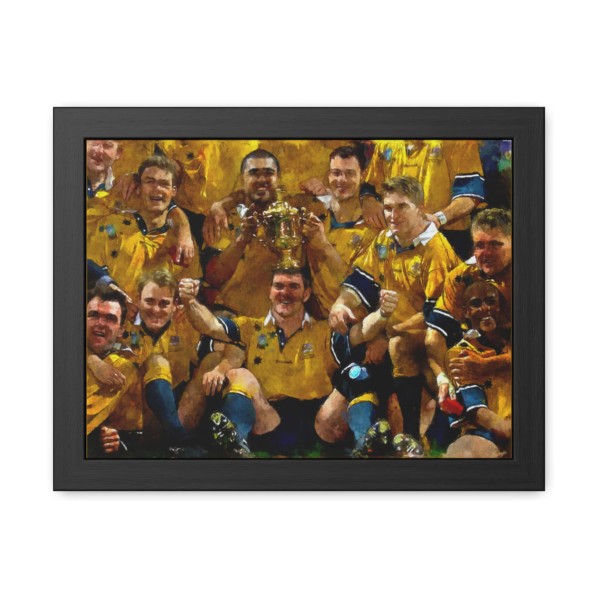 Rugby World Cup Winners 1999 Australia Framed Watercolour Painting Fine Art Print Poster, Ready to Hang, Rugby Fan Gift