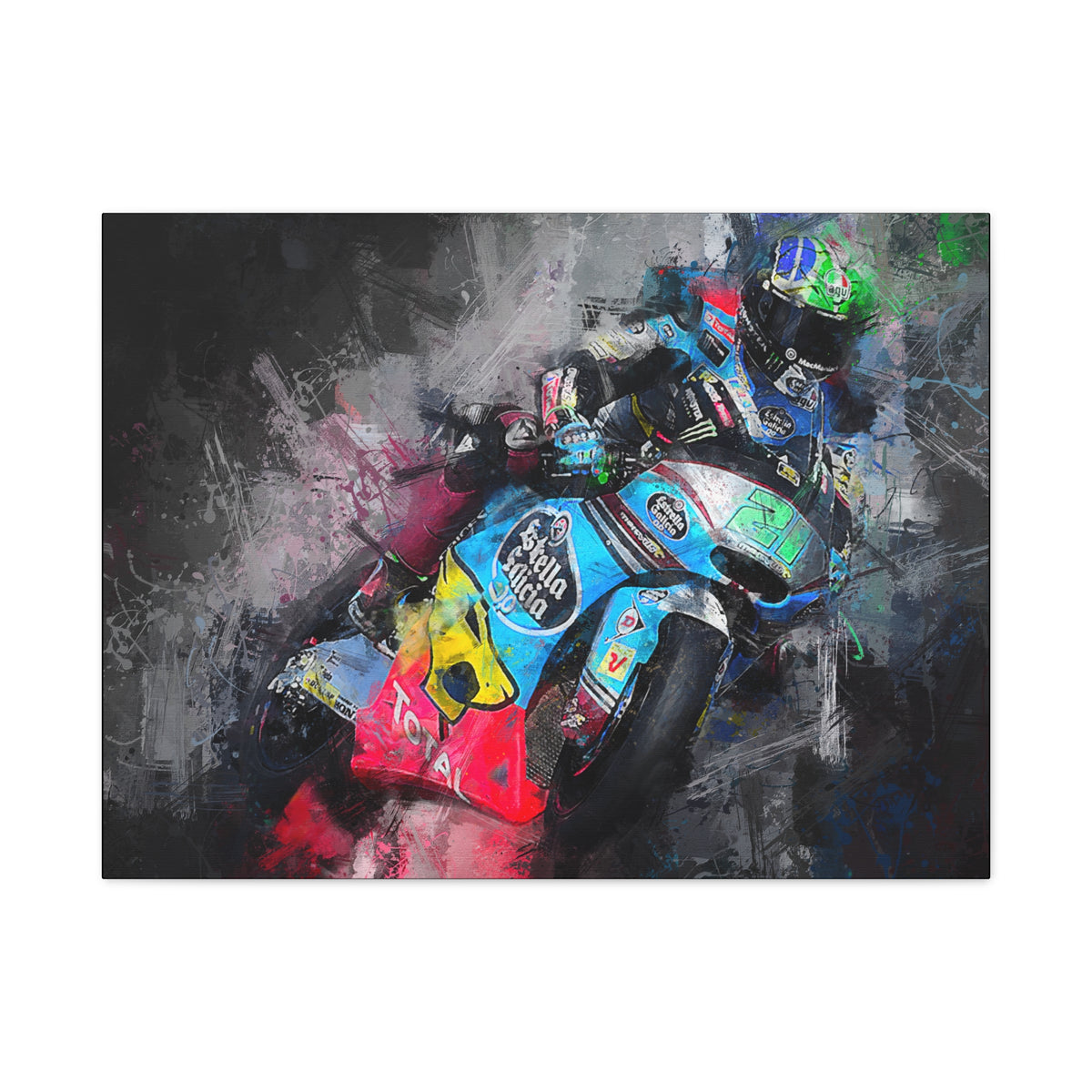 Experience the Roar: Stretched Canvas Fine Art MotoGP Print Poster - Ready to Hang, Wall Art MotoGP Gift