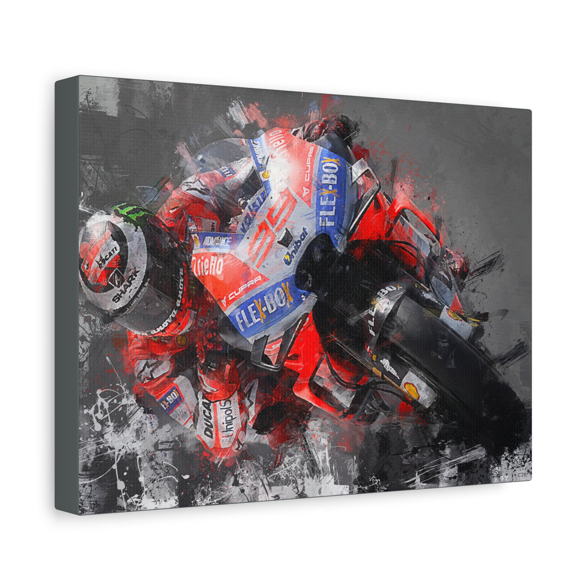 Expressive Speed: Stretched Canvas Fine Art MotoGP Print Poster - Ready to Hang, Wall Art MotoGP Gift