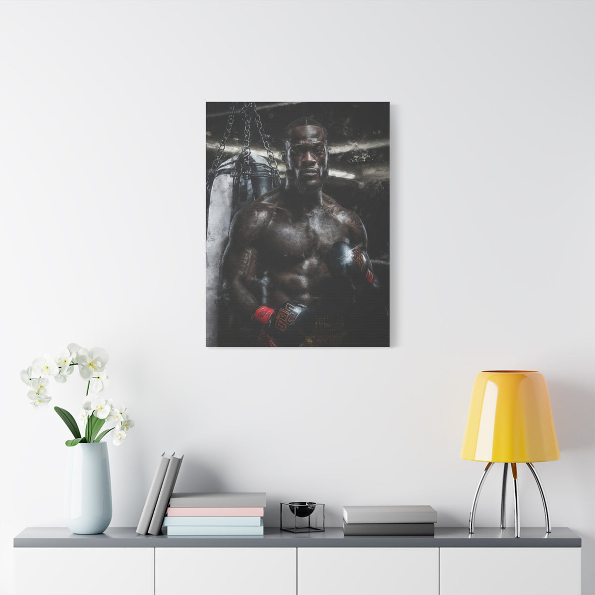 Deontay Wilder Portrait Painting: Power and Precision - Stretched Canvas Fine Art Boxing Print Poster, Ready to Hang, Wall Art Boxing Gift