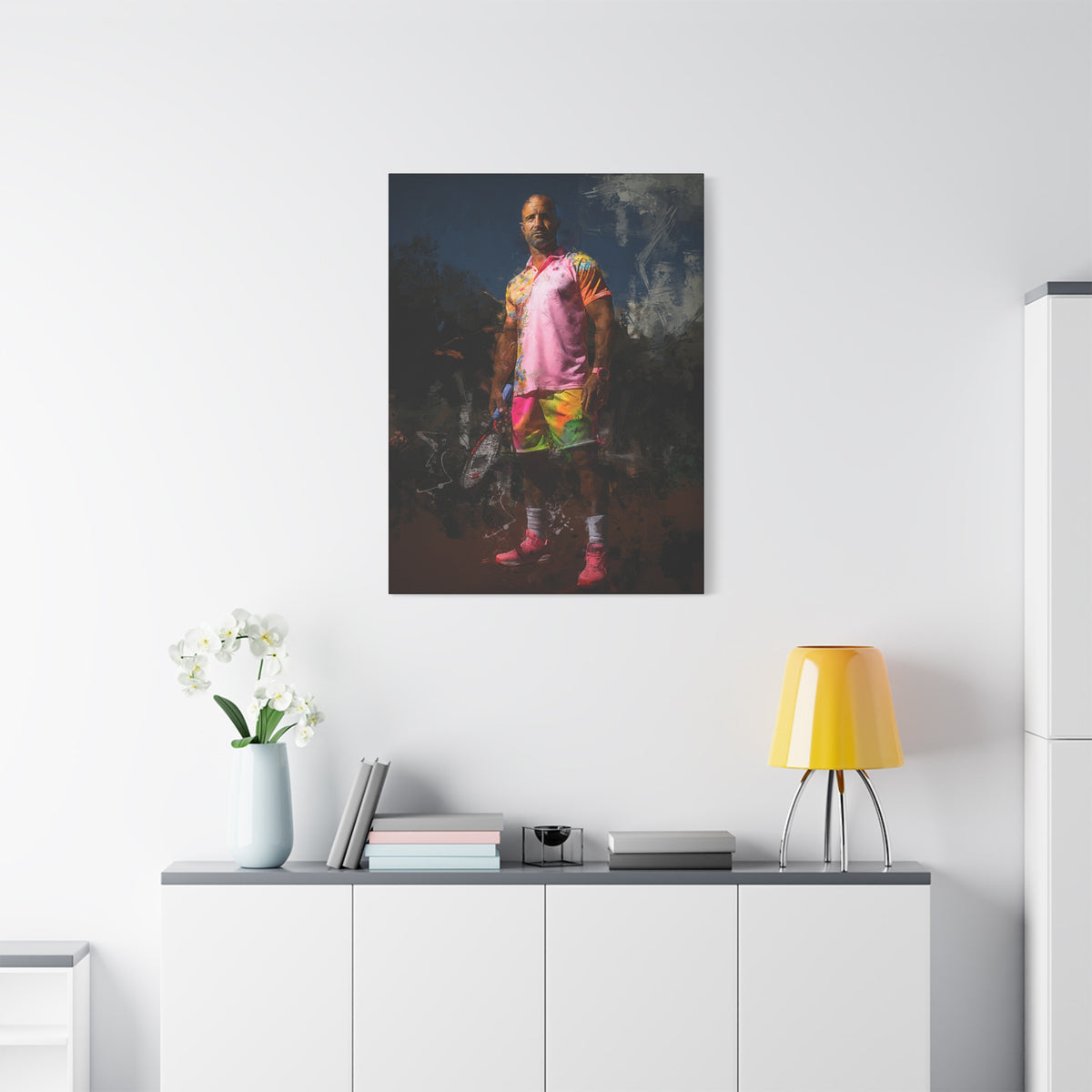 Andre Agassi Tennis Legend: Expressionist Modern Art Painting on Canvas - Stretched Canvas Tennis Fine Art Print Poster- Ready to Hang Wall Art, Tennis Fan Gift