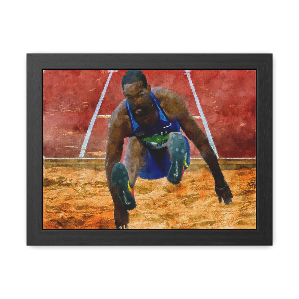 Athletic Grace Long Jumper Painting - Stunning Watercolour Art, Ready to Hang Framed Watercolour Fine Art Painting Print Poster, Athletics Wall Art, Athletics Fan Gift