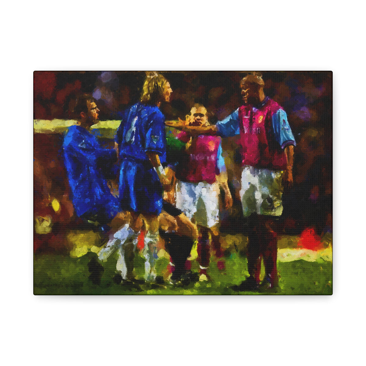 Birmingham vs. Villa Derby Ready to Hang Framed Impressionist Fine Art Painting Print Poster, Football Wall Art, Soccer Fan Gift