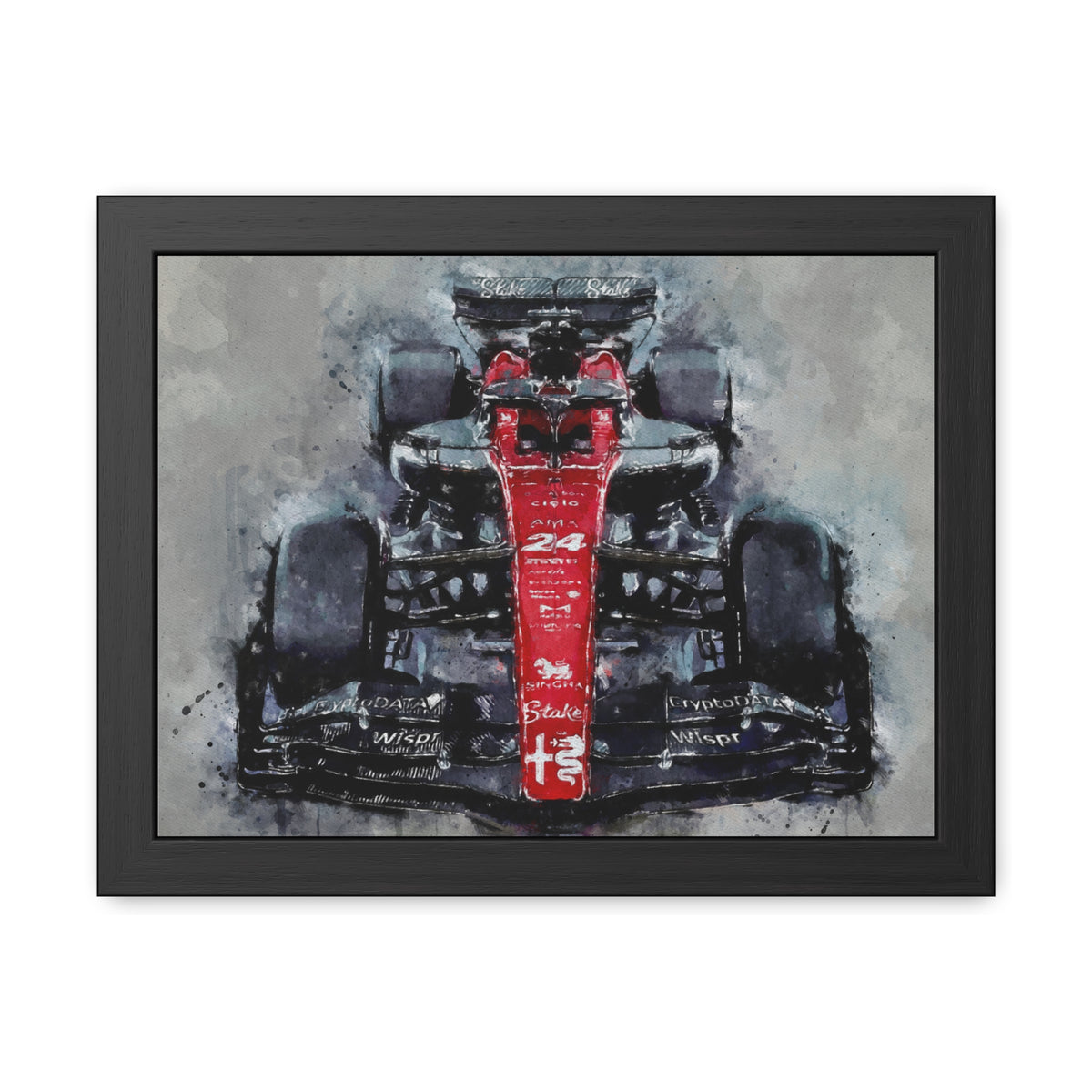 Race into Alfa Romeo Elegance: Framed Watercolour F1Fine Art Print Poster - Ready to Hang, Wall Art Formula One Gift