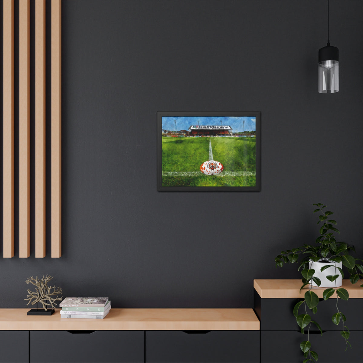 Capture Castleford's Rugby Legacy, Wheldon Road Stadium Expressive Watercolour, Ready to Hang Framed Fine Art Rugby Print Poster