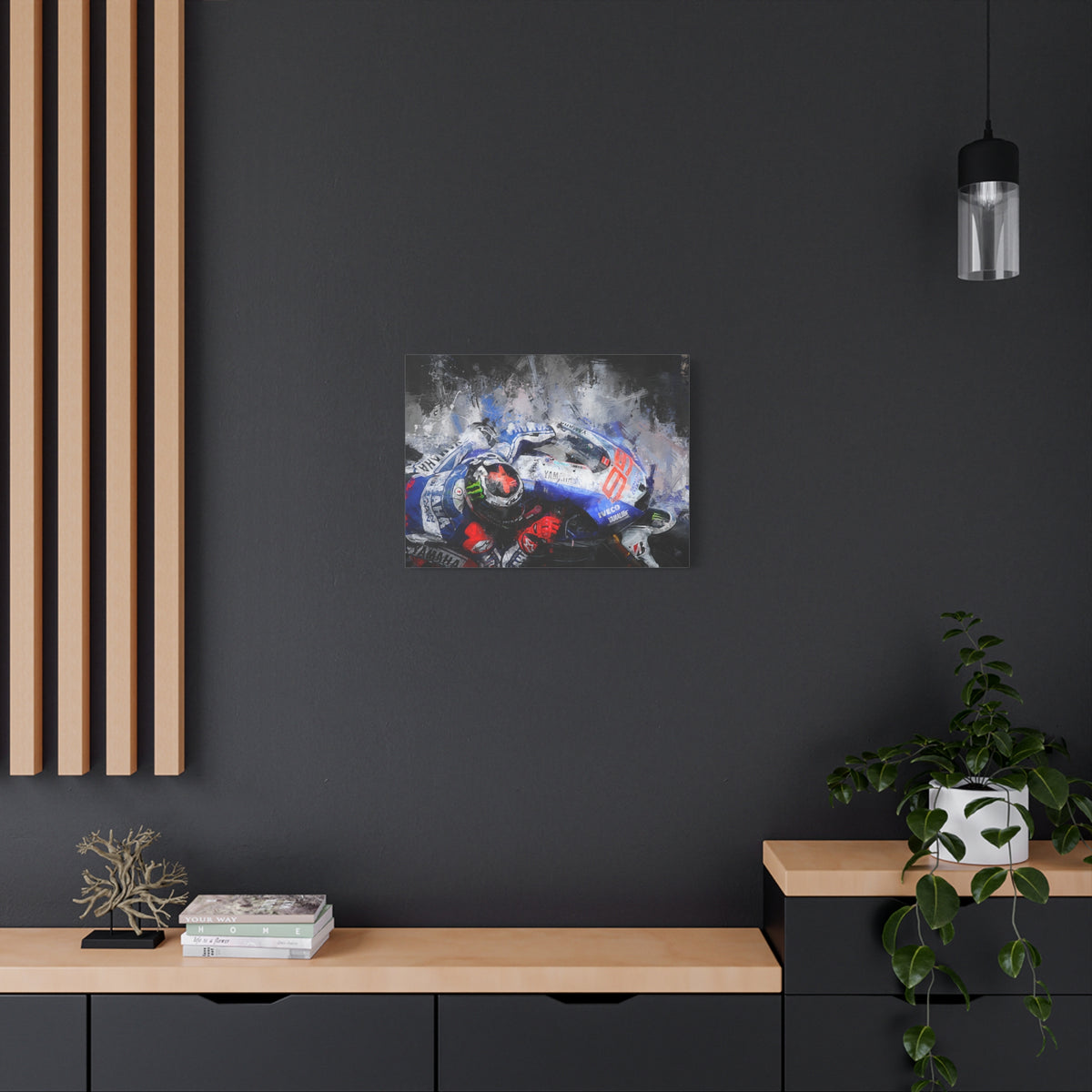 Ride the Rush with Jorge Lorenzo : Stretched Canvas Fine Art MotoGP Print Poster - Ready to Hang, Wall Art MotoGP Gif