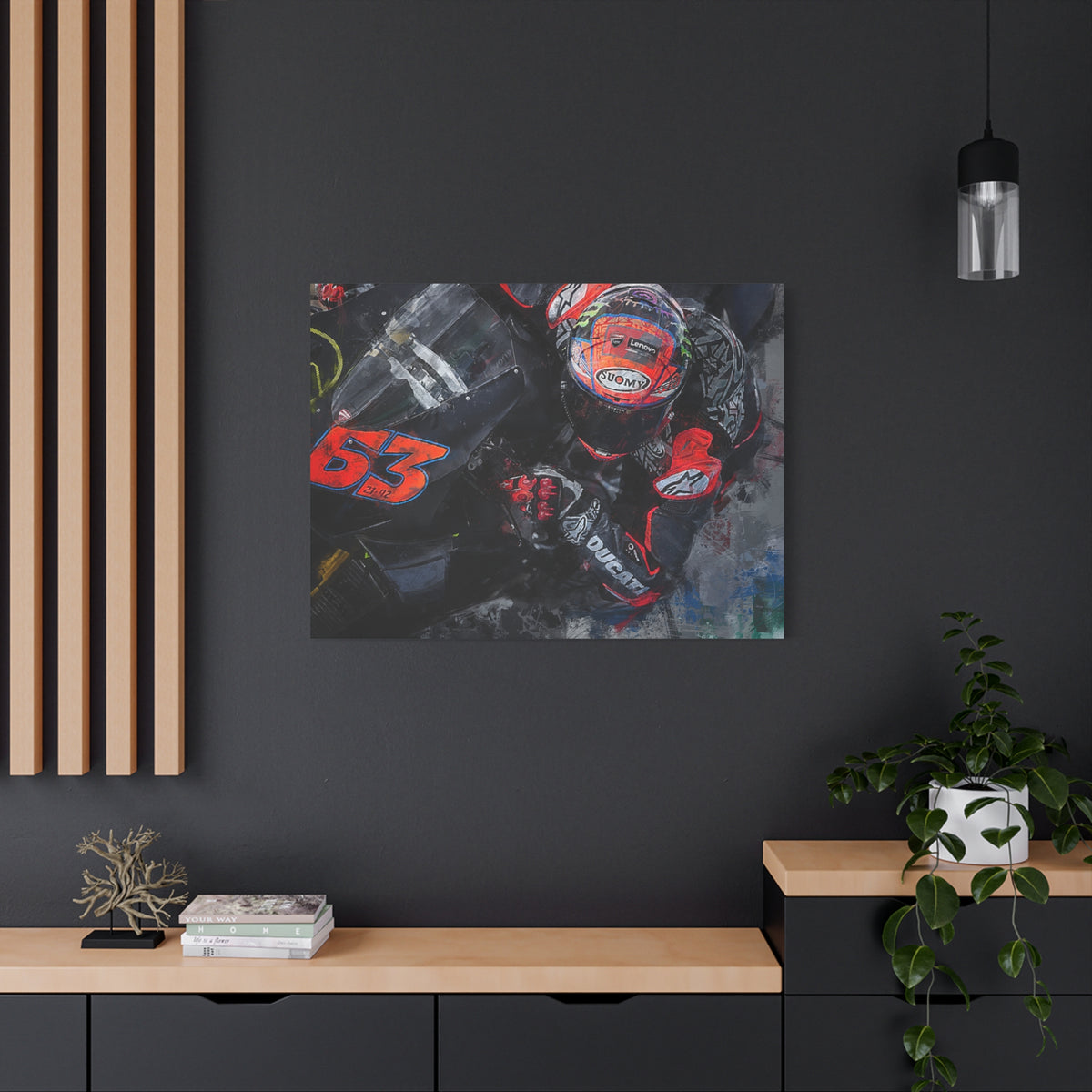 Ducati Cornering: Stretched Canvas Fine Art MotoGP Print - Ready to Hang, Wall Art MotoGP Gift