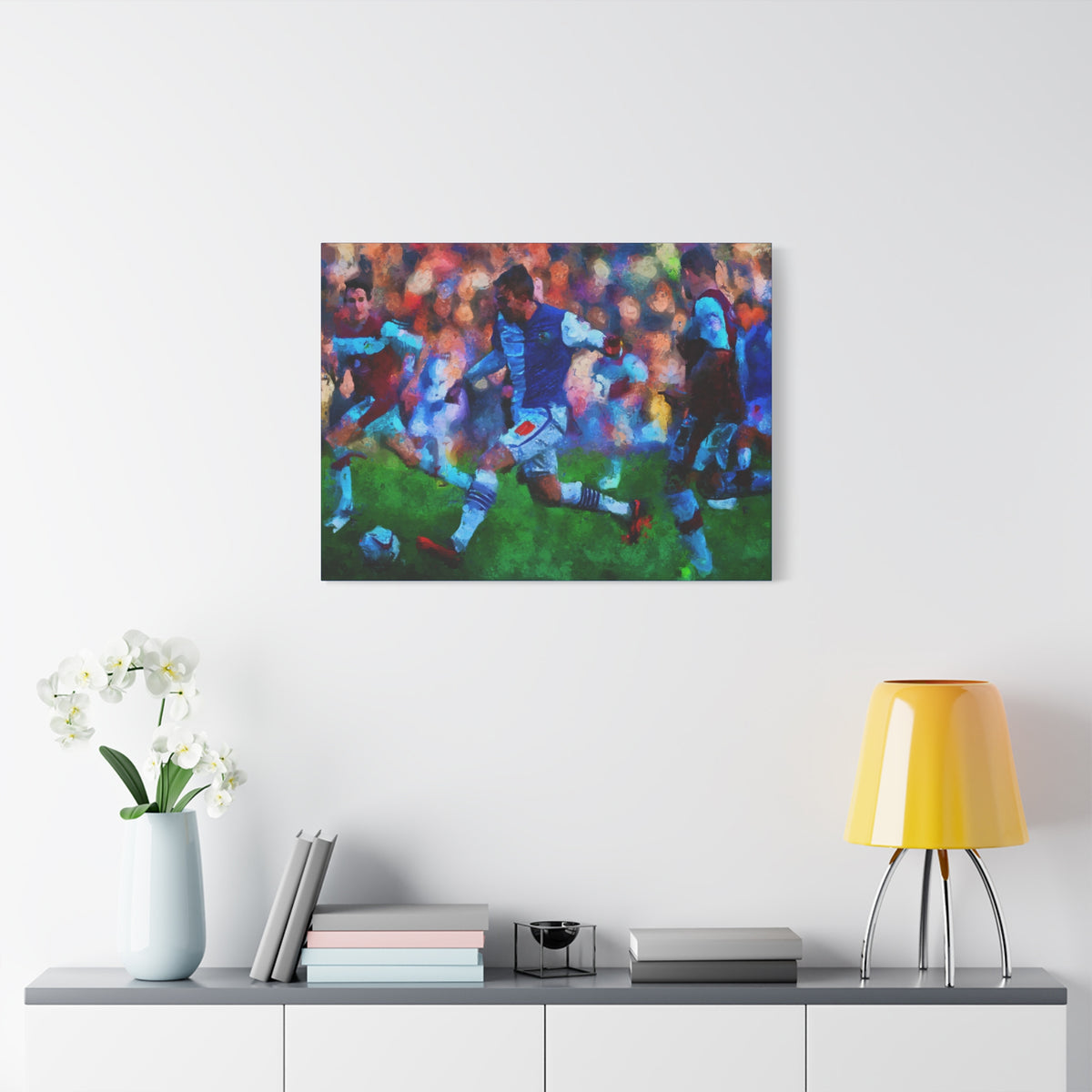 Burnley vs. Blackburn Rovers Derby Ready to Hang Framed Impessionist Fine Art Painting Print Poster, Football Wall Art, Soccer Fan Gift