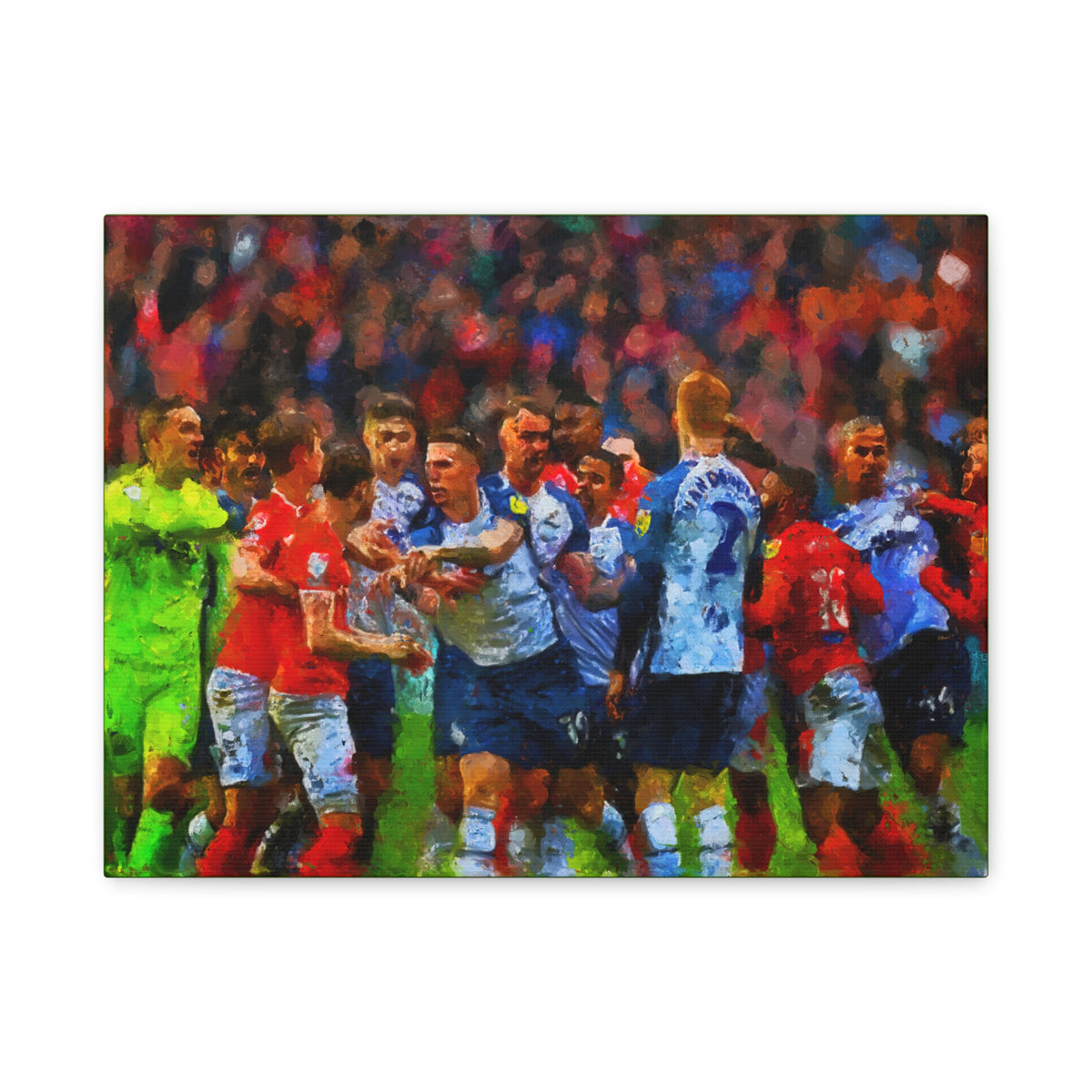 Blackpool vs. PNE Derby Ready to Hang Framed Impressionist Fine Art Painting Print Poster, Football Wall Art, Soccer Fan Gift