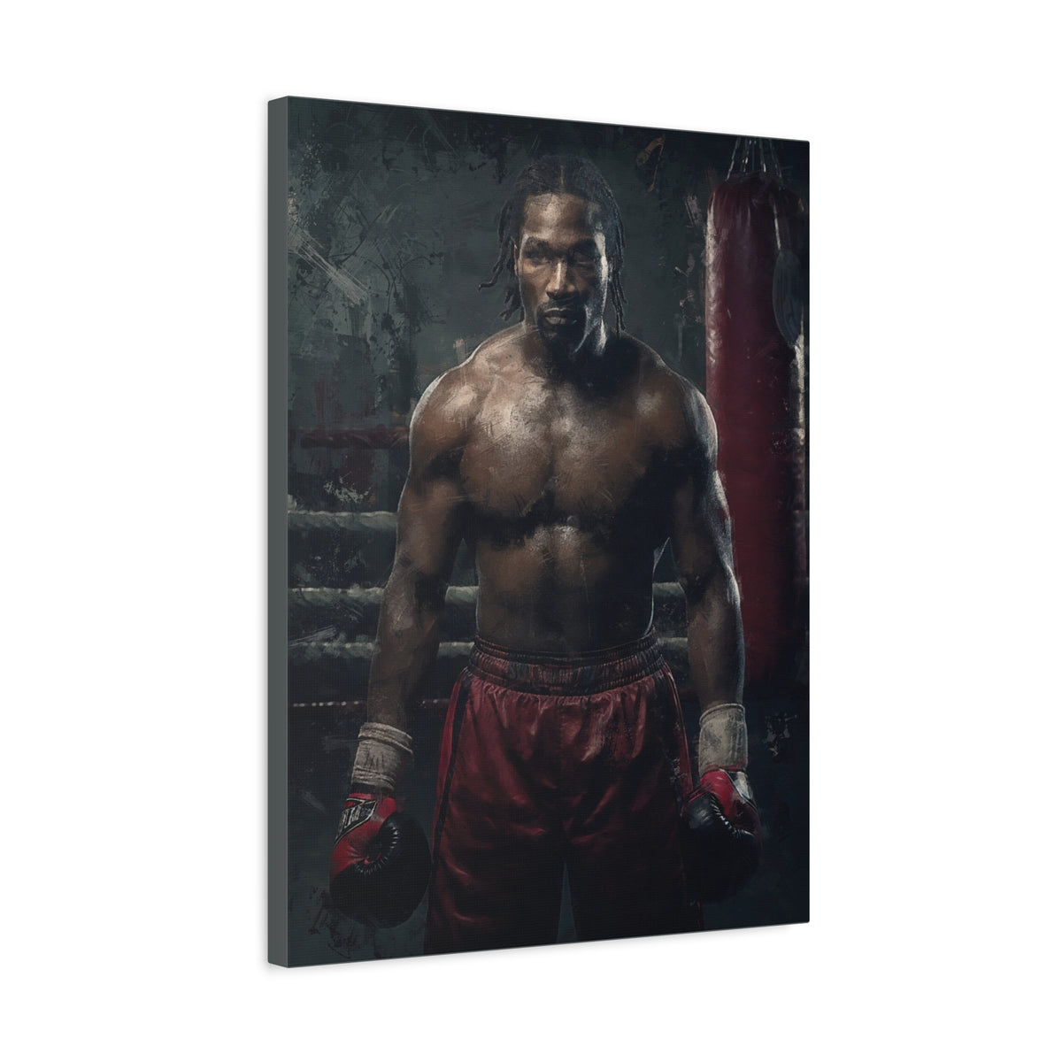 Lennox Lewis: Dynamic Boxing Brilliance - Stretched Canvas Fine Art Boxing Print Poster, Ready to Hang, Wall Art Boxing Gift