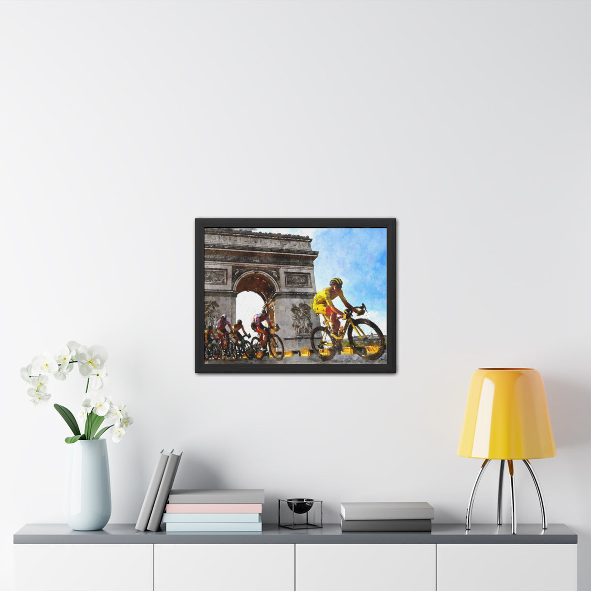 Velocity Vision: Tour de France Wall Décor Framed Art Print Poster, Showcase Cycling Finesse in Your Living Space