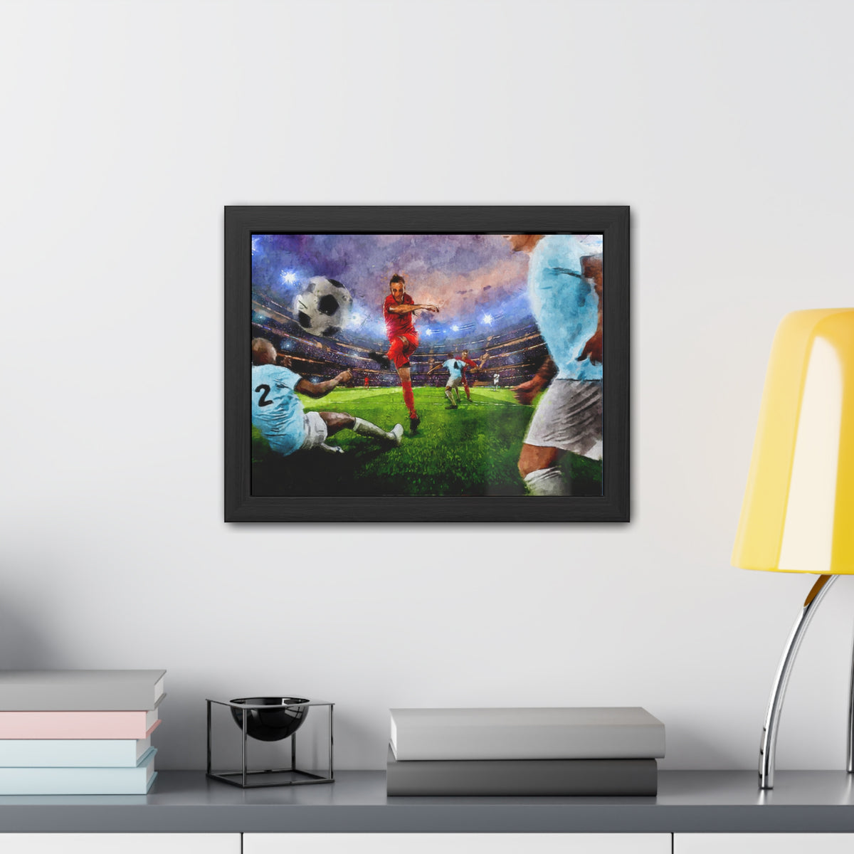 Liverpool Striker Triumphs in Stunning Painting! Ready to Hang Framed Watercolour Fine Art Print Poster, Football Wall Art, Soccer Fan Gift