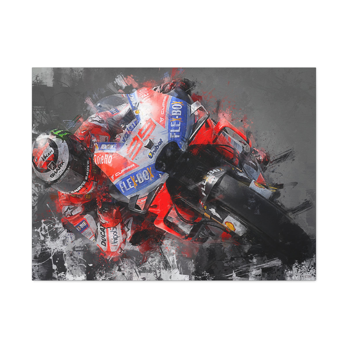 Expressive Speed: Stretched Canvas Fine Art MotoGP Print Poster - Ready to Hang, Wall Art MotoGP Gift