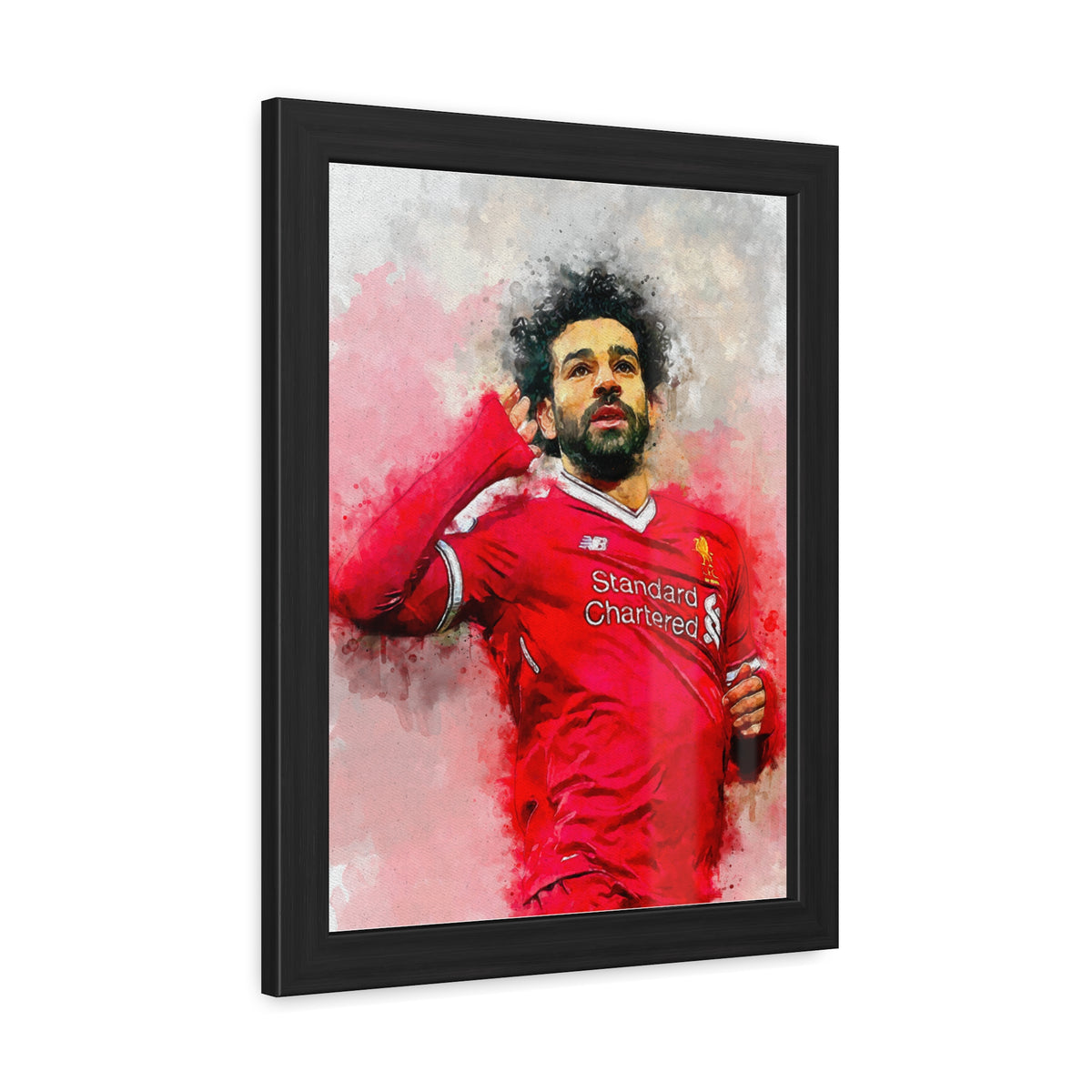 Celebrate Mohamed Salah with Expressionist Modern Art, Framed Watercolour Print Portrait, Premier League Champion, Ready to Hang Framed Watercolour Fine Art Painting Print Poster, Football Wall Art, Soccer Fan Gift
