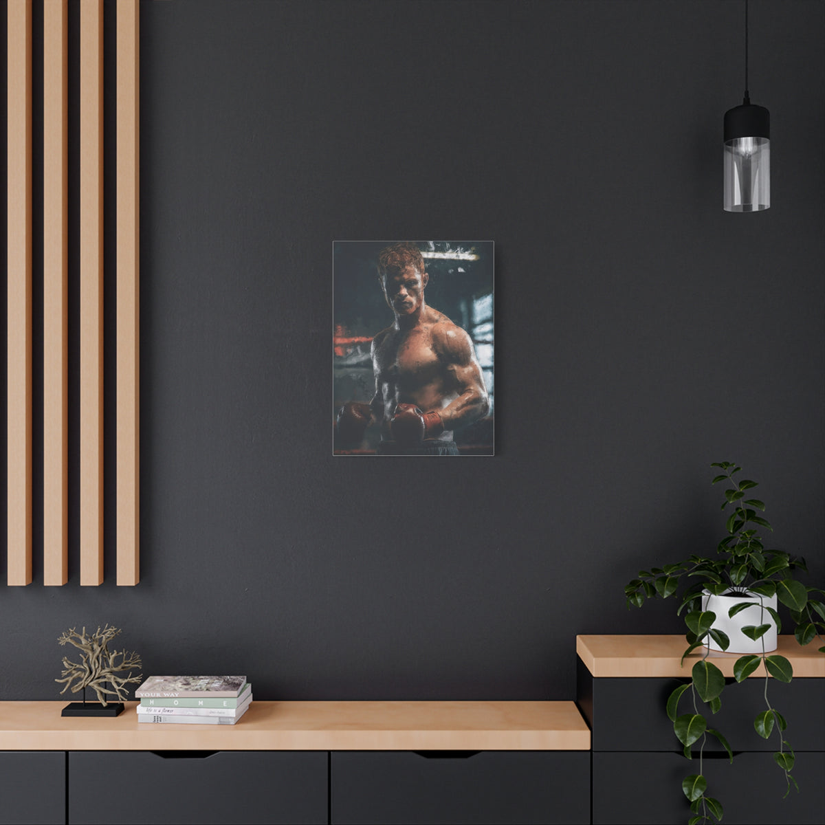 Canelo Álvarez Painting: Expressive Boxing Brilliance - Stretched Canvas Fine Art Boxing Print Poster, Ready to Hang, Wall Art Boxing Gift