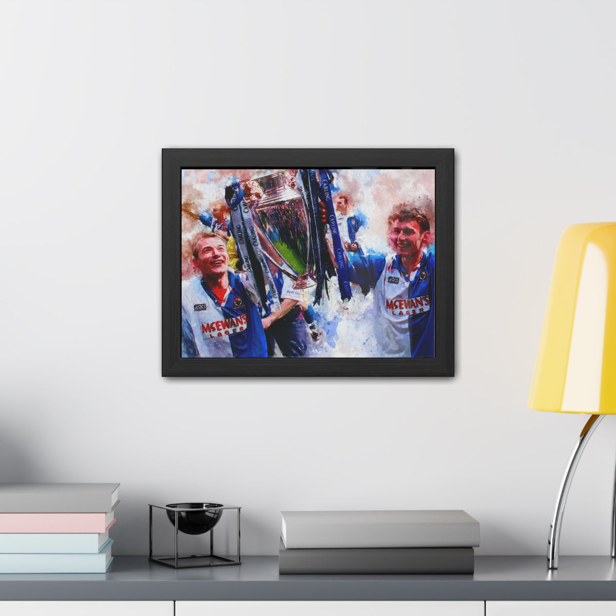 Premiership Winners 1995 Blackburn Rovers Watercolour Painting, Ready to Hang Framed Art Print Poster, Rovers Fan Gift