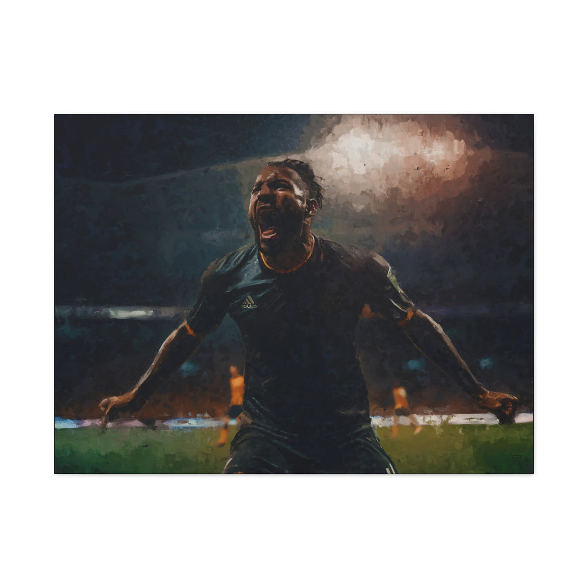 Celebrating Victory: Impressionist Soccer Art Print - Stretched Canvas Fine Art Poster, Ready to Hang - Perfect Football Fan Gift.
