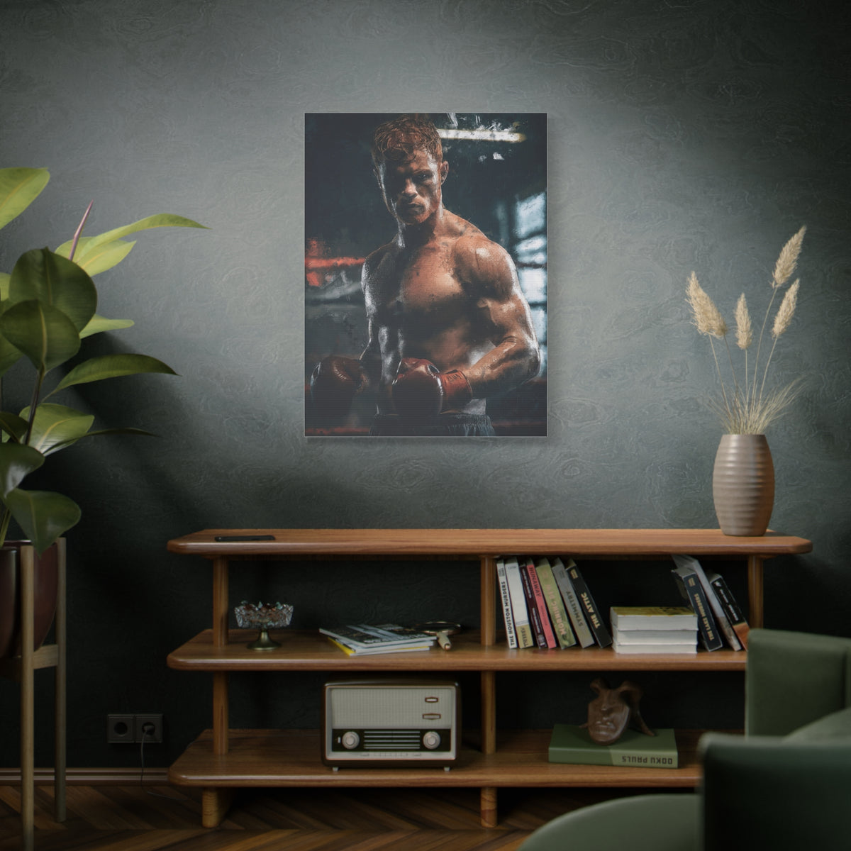 Canelo Álvarez Painting: Expressive Boxing Brilliance - Stretched Canvas Fine Art Boxing Print Poster, Ready to Hang, Wall Art Boxing Gift