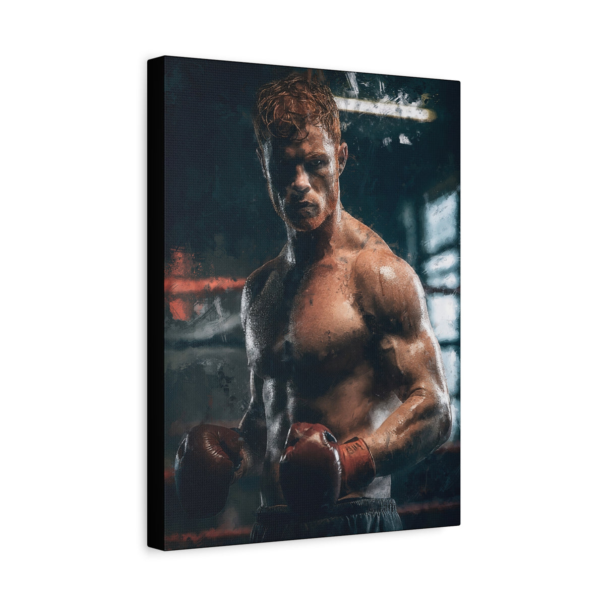 Canelo Álvarez Painting: Expressive Boxing Brilliance - Stretched Canvas Fine Art Boxing Print Poster, Ready to Hang, Wall Art Boxing Gift