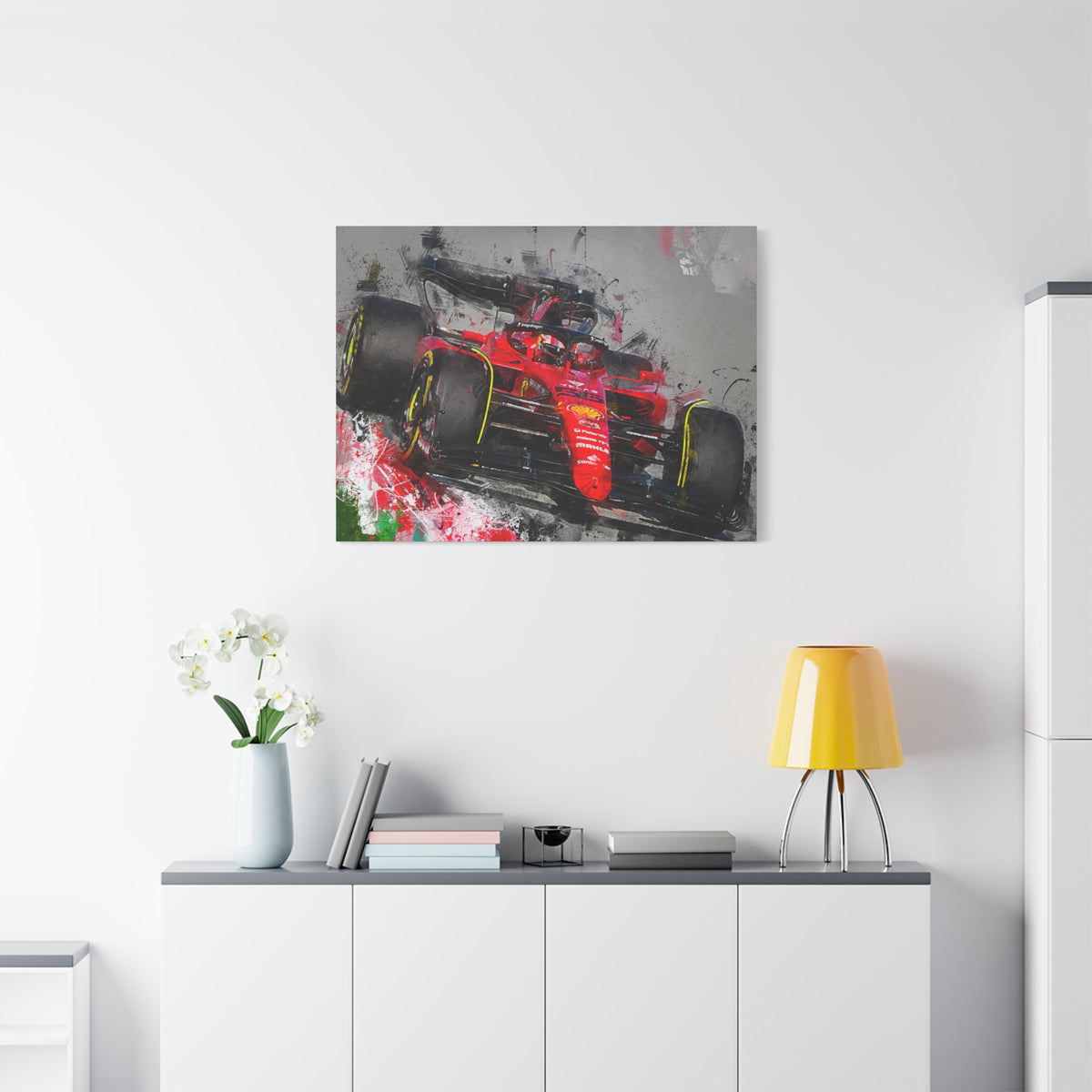 Speed and Style Unleashed: Stretched Canvas Fine Art F1 Print Poster - Ready to Hang, Wall Art Formula One Gift