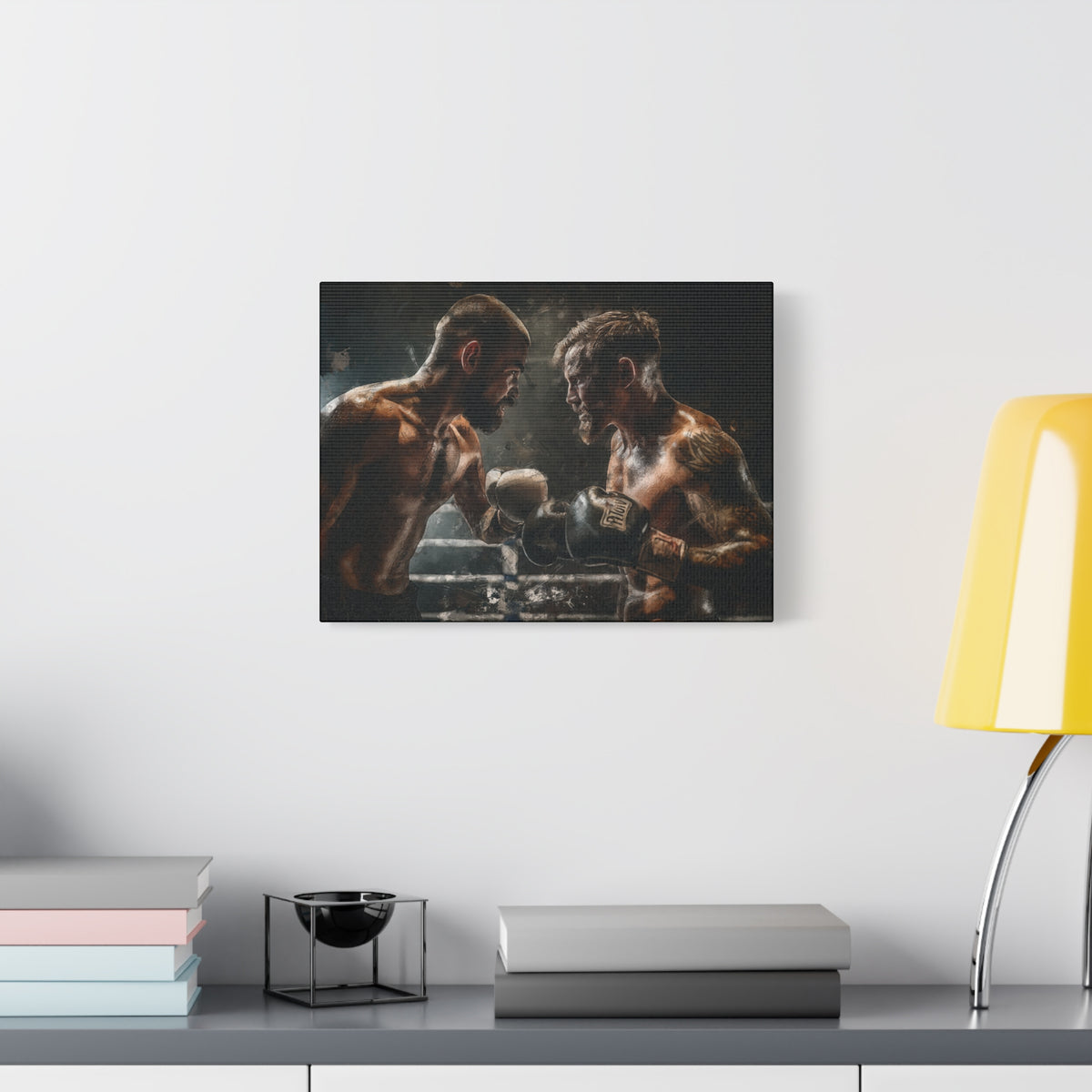 Boxing Ring Duel: Stretched Canvas Fine Art Boxing Print Poster - Ready to Hang, Wall Art Boxing Gift
