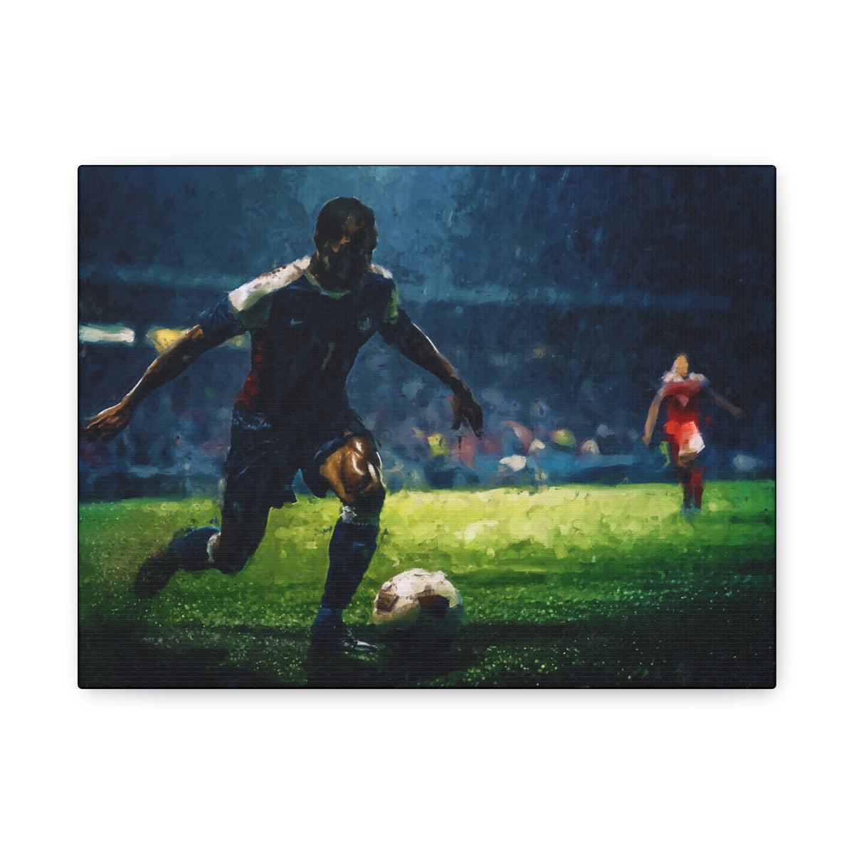 Dribbling Elegance: Impressionist Soccer Art Painting Print - Stretched Canvas Fine Art Poster, Ready to Hang - Perfect Football Fan Gift