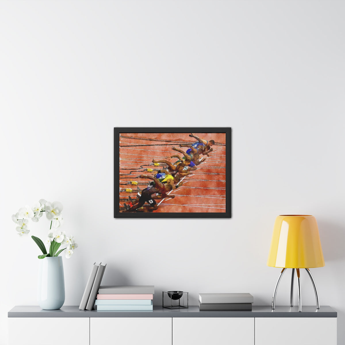 Bold Sprint Racer Expressionist Art - Framed Watercolour Print, Perfect Match Day Memorabilia, Ready to Hang, Athletics Wall Art, Athletics Fan Gift