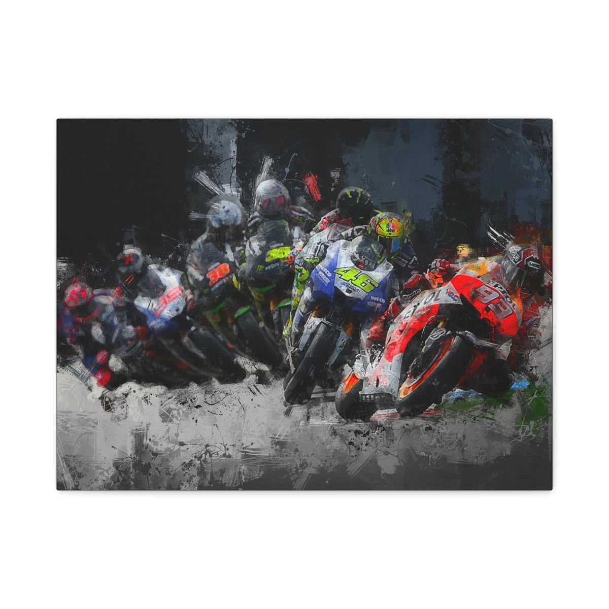Rev Up Your Walls with Thrilling MotoGP Action! Stretched Canvas Fine Art MotoGP Print Poster - Ready to Hang, Wall Art MotoGP Gift