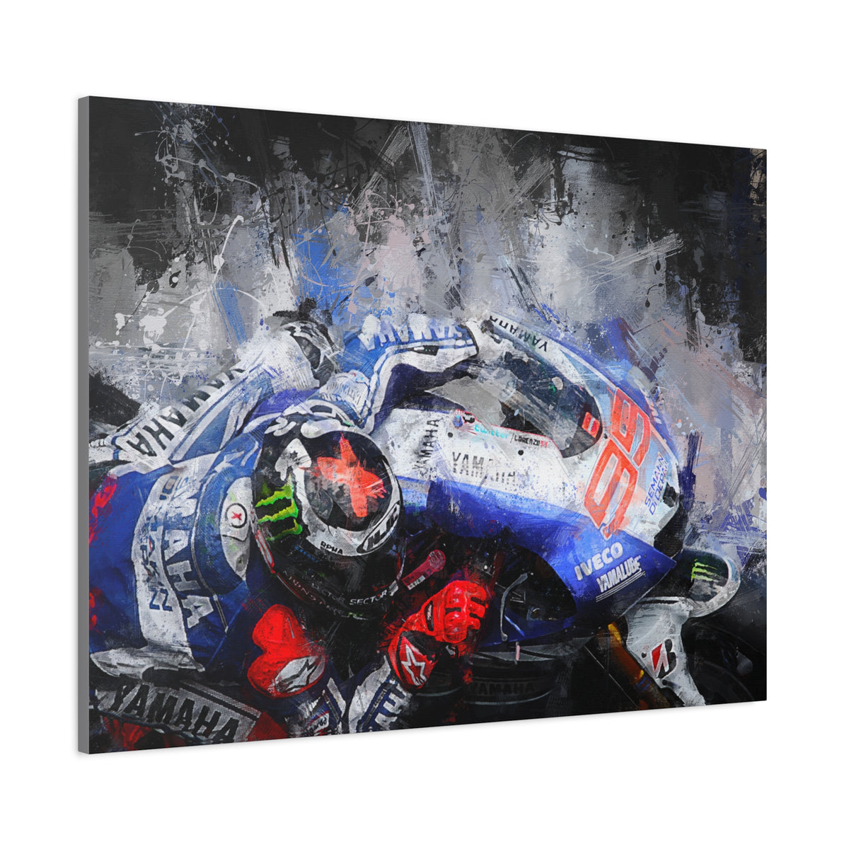 Ride the Rush with Jorge Lorenzo : Stretched Canvas Fine Art MotoGP Print Poster - Ready to Hang, Wall Art MotoGP Gif