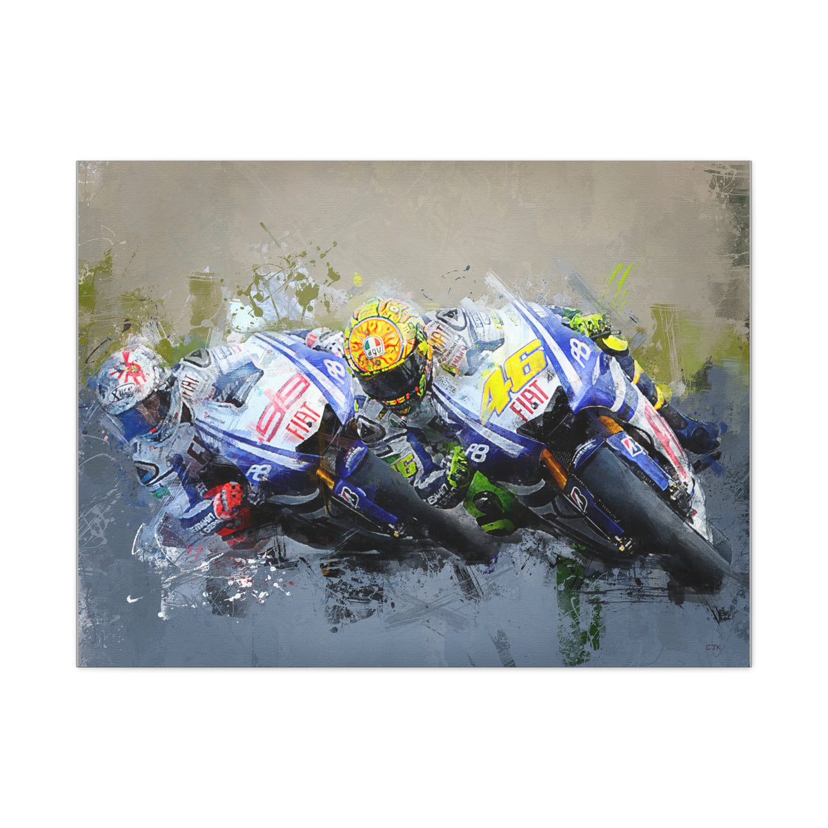 Feel the Thunder: Stretched Canvas Fine Art MotoGP Print Poster - Ready to Hang, Wall Art MotoGP Gift
