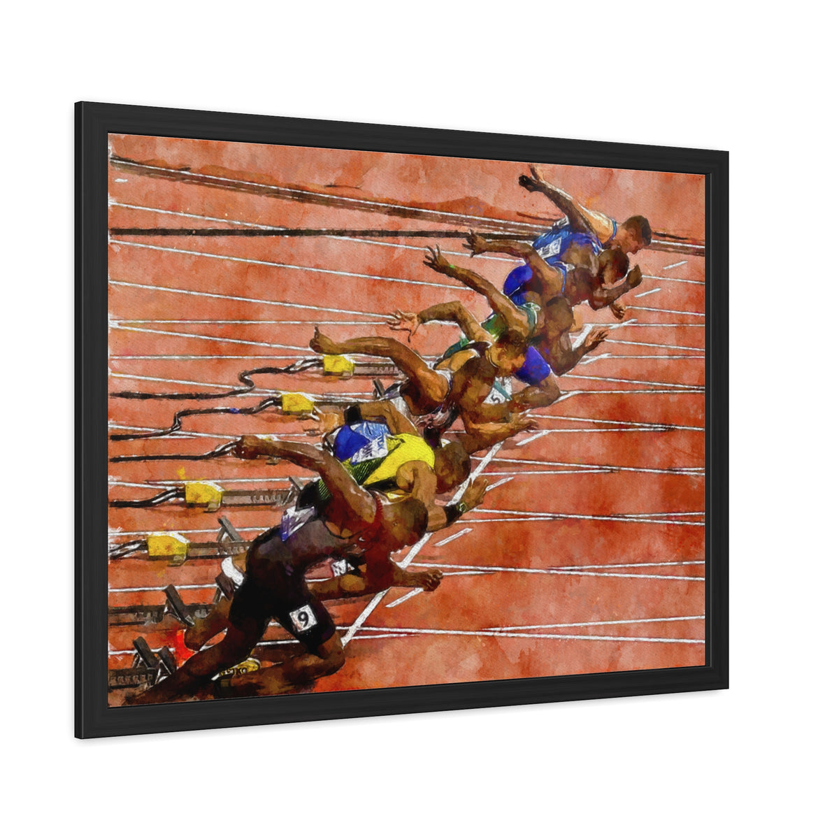 Bold Sprint Racer Expressionist Art - Framed Watercolour Print, Perfect Match Day Memorabilia, Ready to Hang, Athletics Wall Art, Athletics Fan Gift