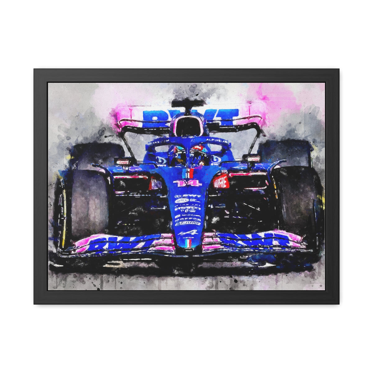 Adrenaline Rush: Framed Watercolour F1 Fine Art Print Poster, A Thrilling Statement for Your Wall, Ready to Hang, Perfect Formula One Gift