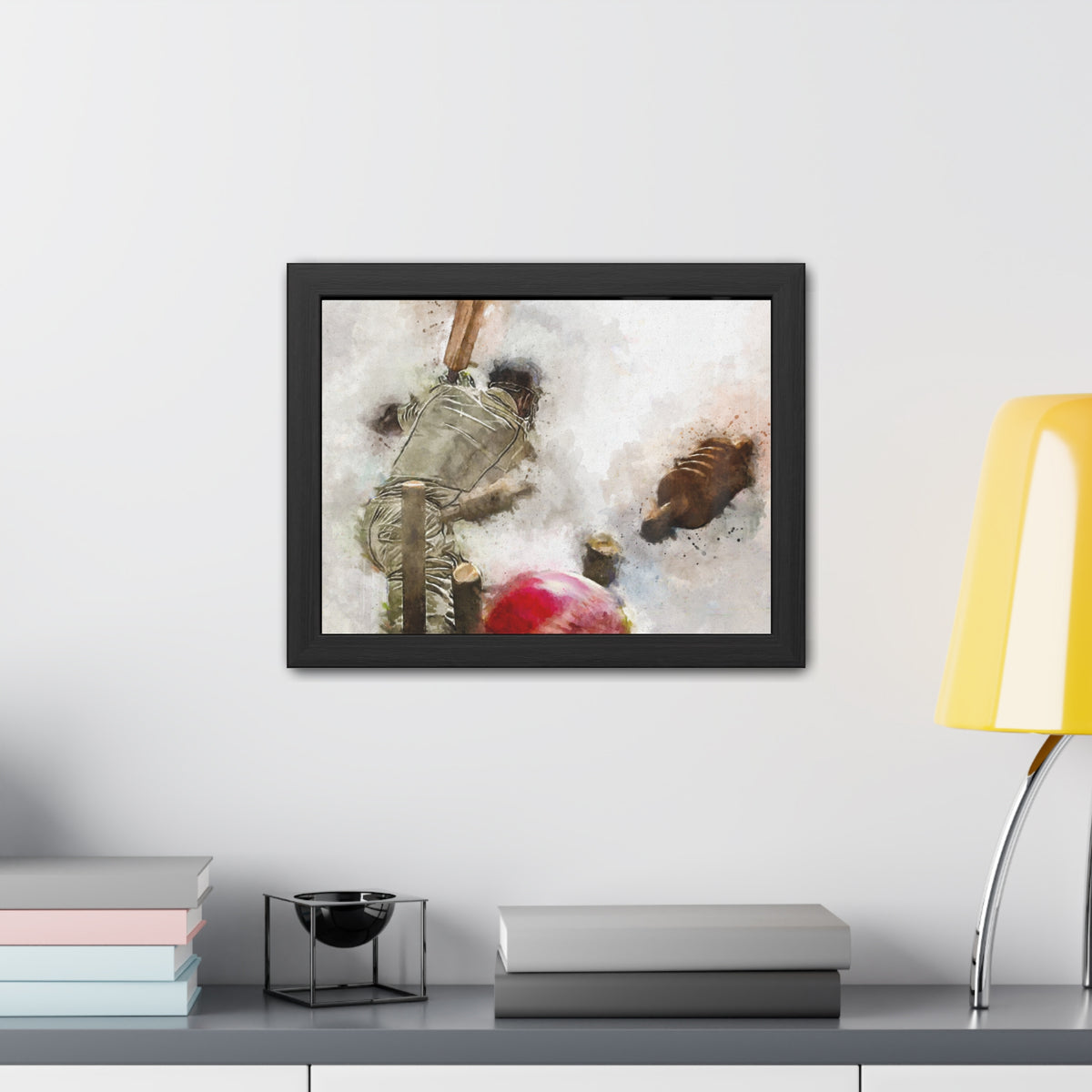Dramatic Cricket Defeat: Bowled Out Beauty Watercolour Framed Art Print Poster - Ready to Hang Cricket Gift
