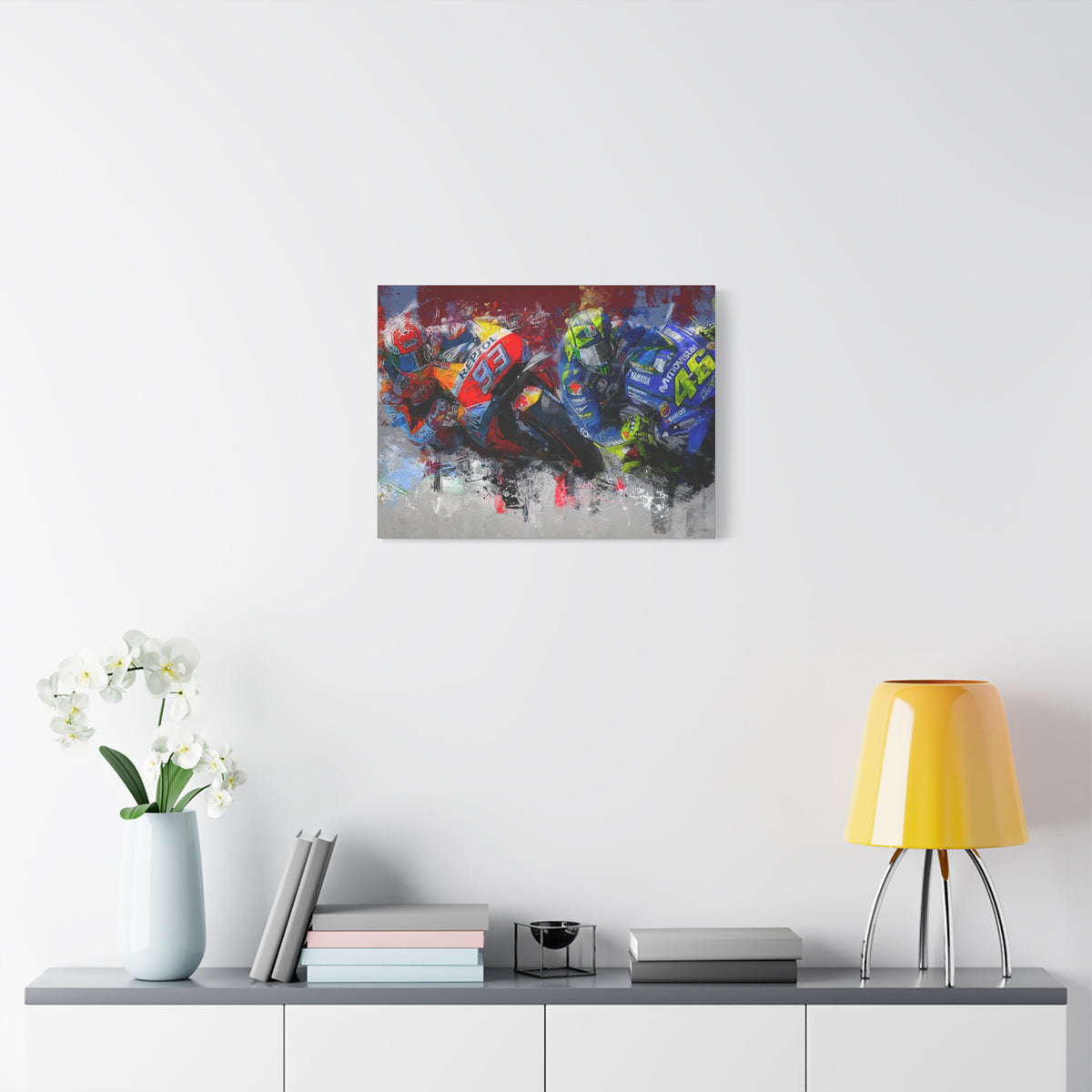 MotoGP Racers Conquer the Canvas! Expressionist Stretched Canvas Fine Art MotoGP Print Poster - Ready to Hang, Wall Art MotoGP Gift