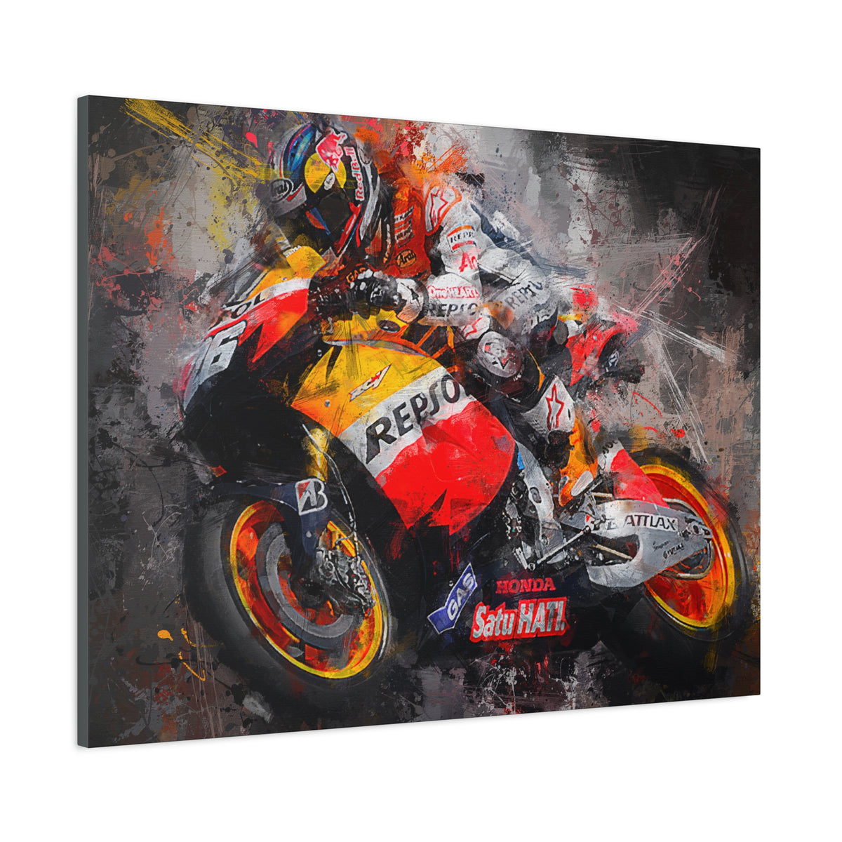 Experience the Thrill: Stretched Canvas Fine Art MotoGP Print Poster - Ready to Hang, Wall Art MotoGP Gift