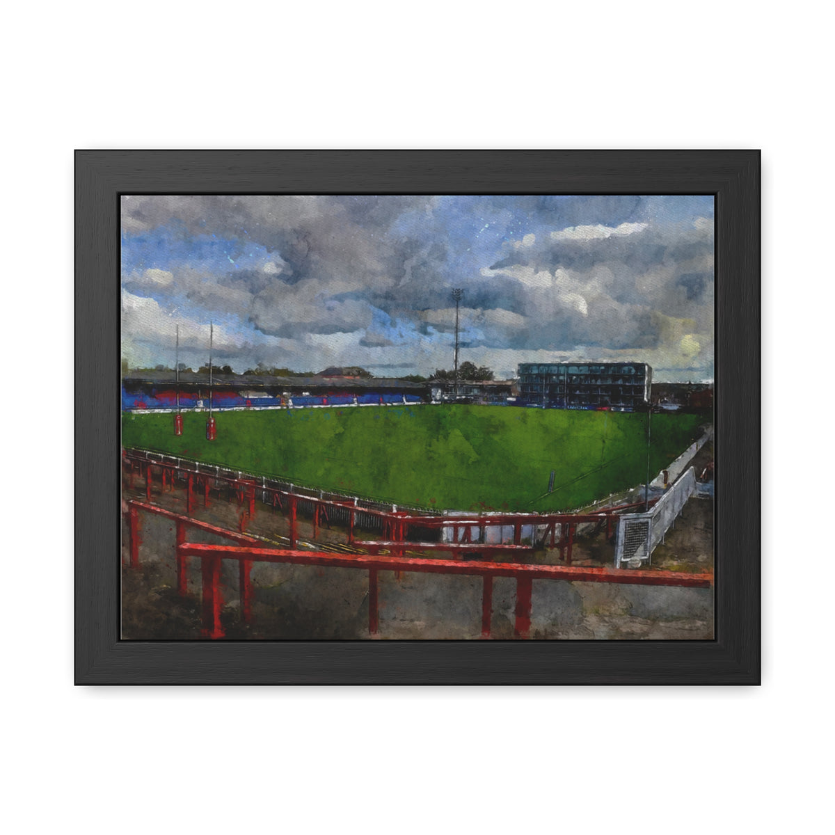 Belle Vue Reverie: Wakefield Painting - Ready to Hang Framed Fine Art Rugby Print Poster, Wildcats Rugby Fan Gift