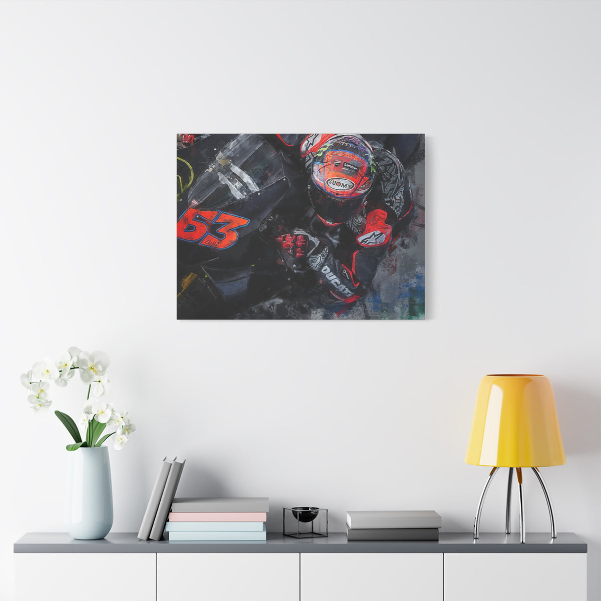 Ducati Cornering: Stretched Canvas Fine Art MotoGP Print - Ready to Hang, Wall Art MotoGP Gift